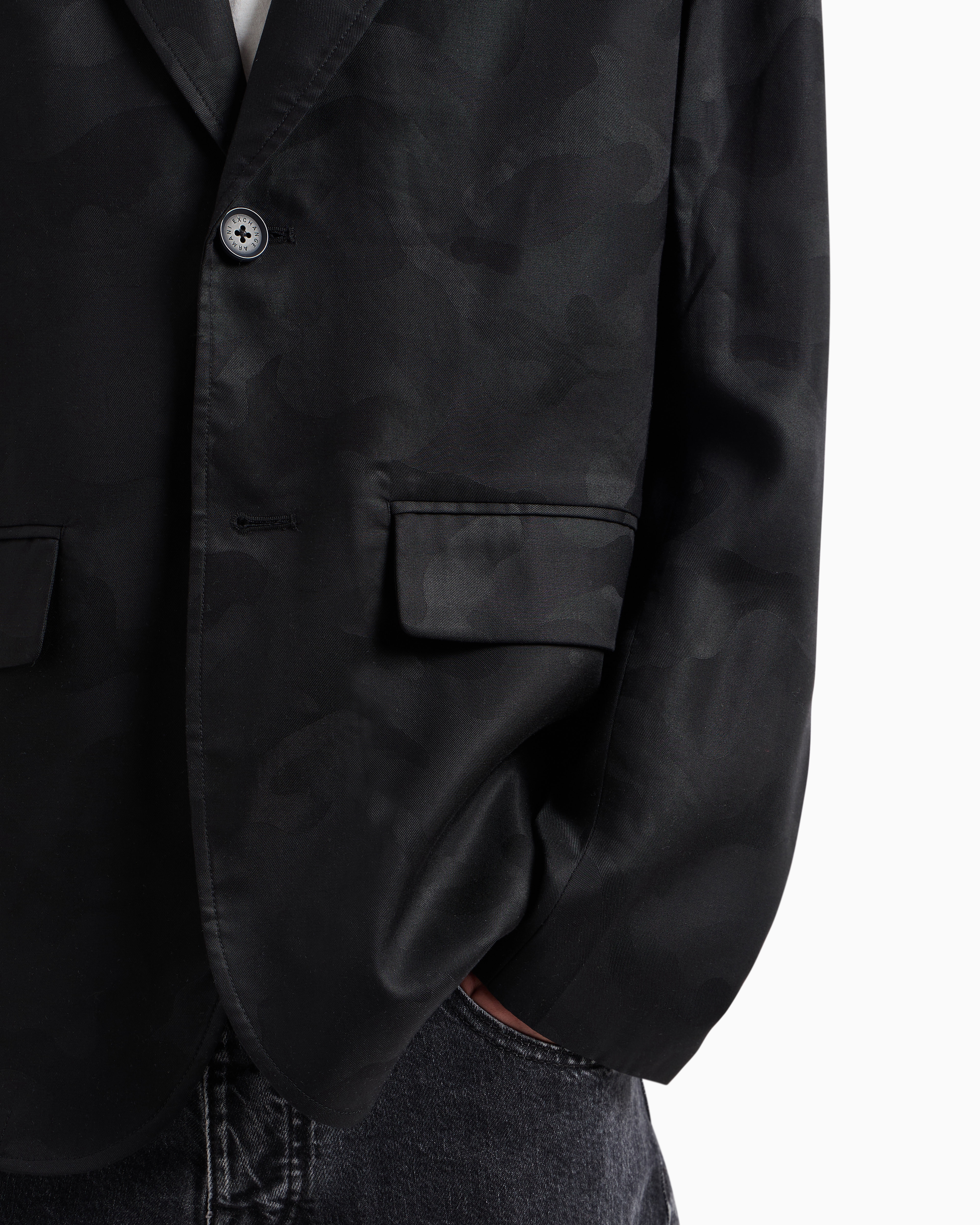 Single-breasted camouflage lyocell jacket