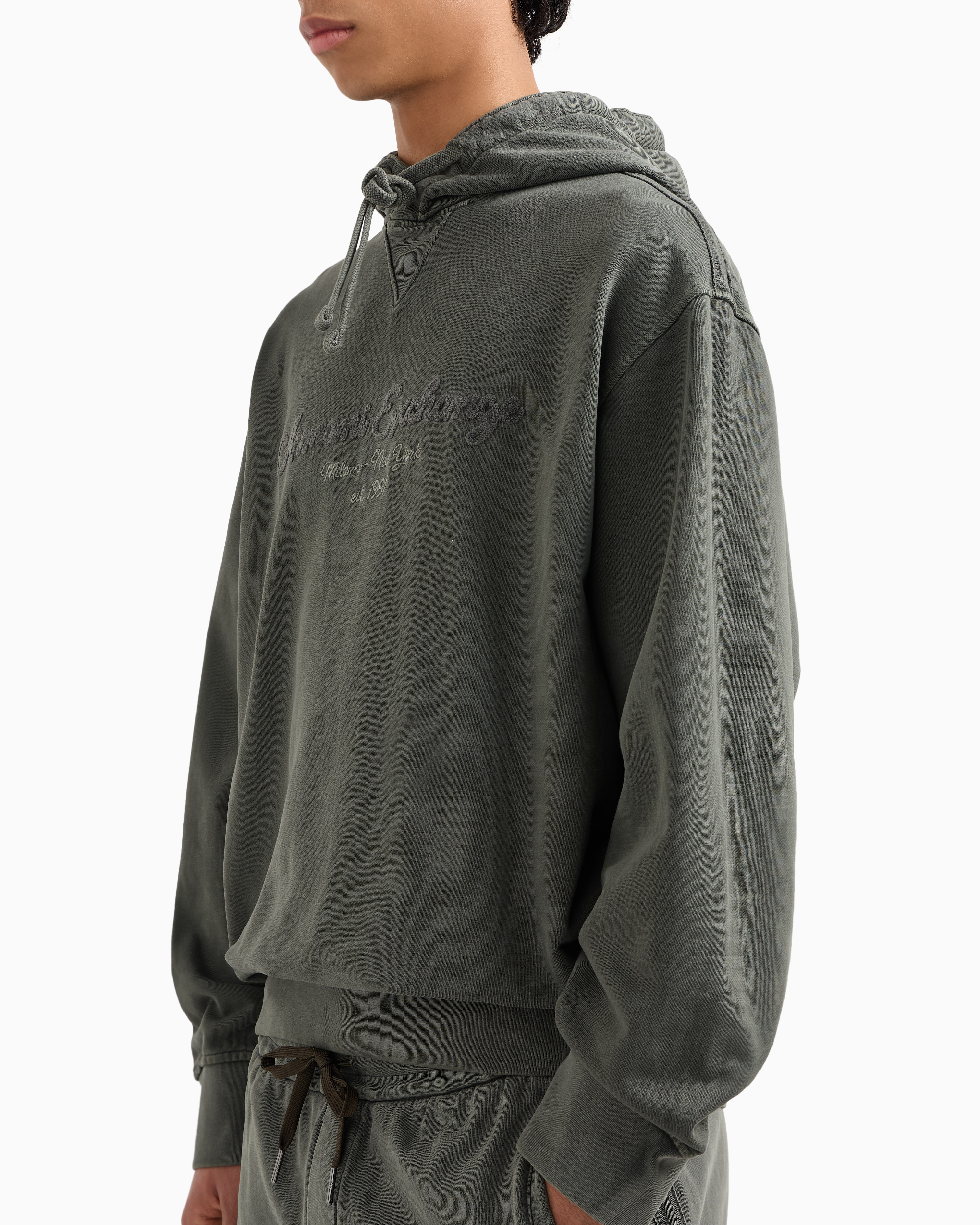 Armani Exchange - French terry cotton hoodie, Man, Green, Size: