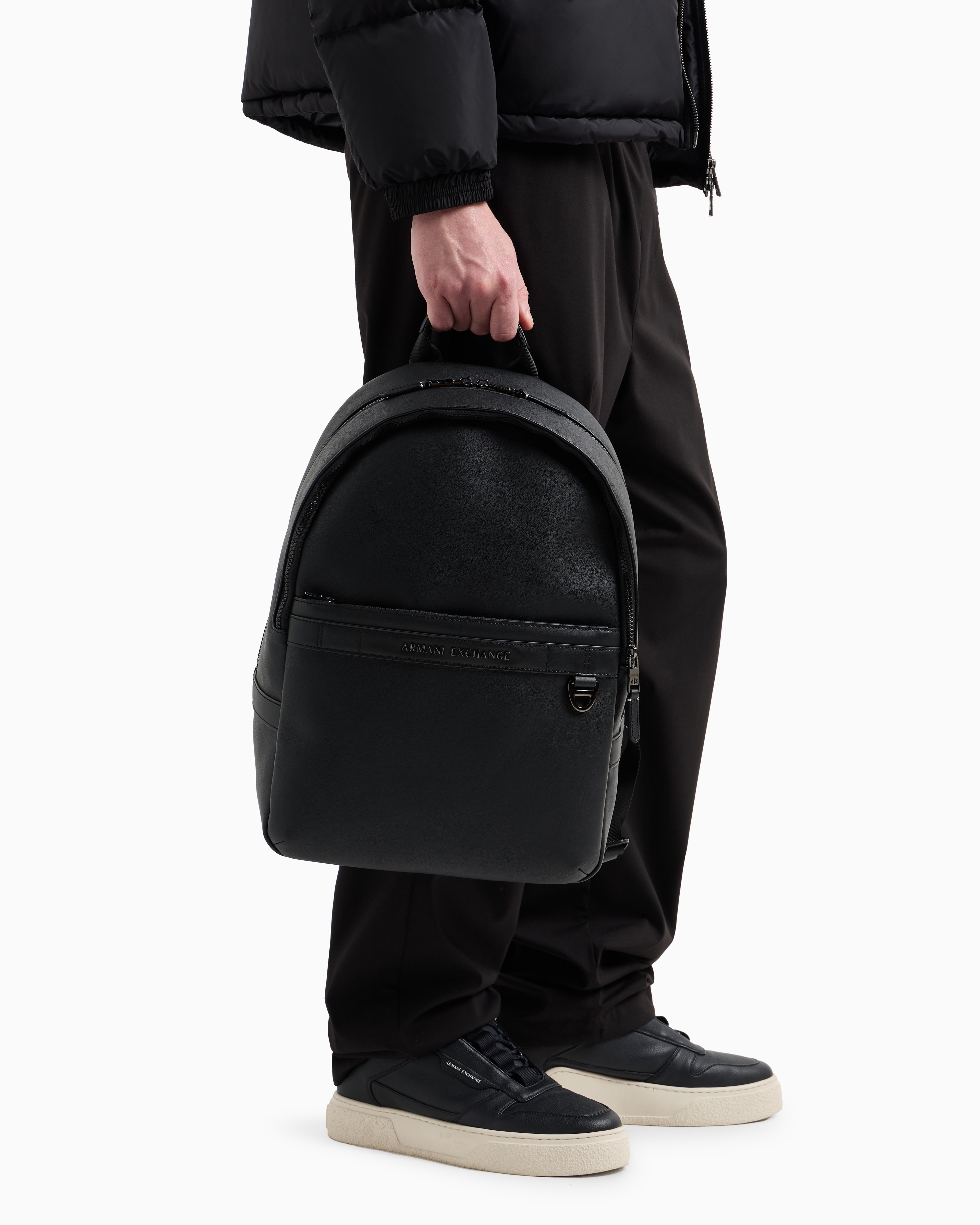 Armani Exchange - Backpack with external pocket with small hook, Man, Black, Size: TU
