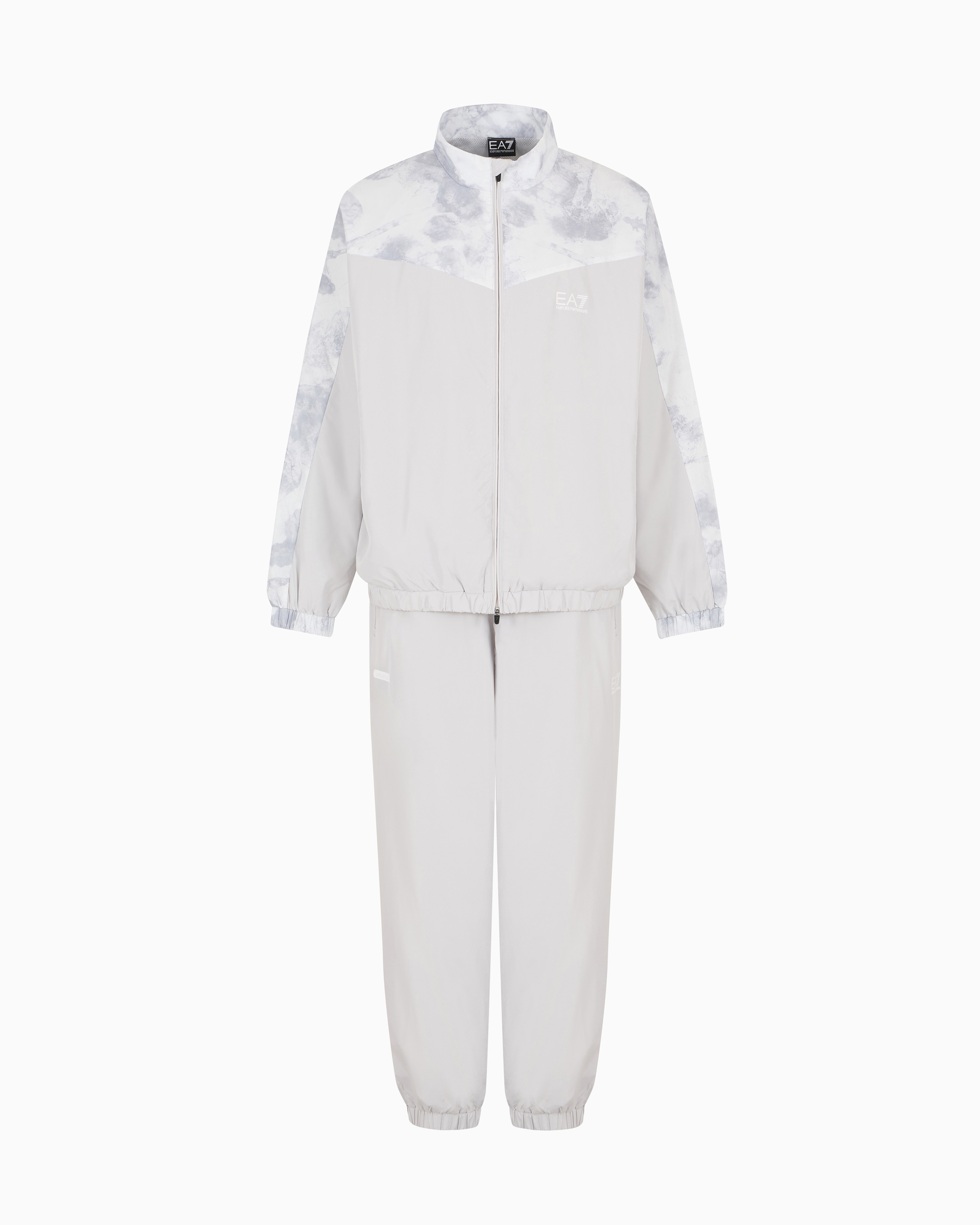 Ea7 Dynamic Athlete Printed Tracksuit In Ventus7 Technical Fabric In Grey