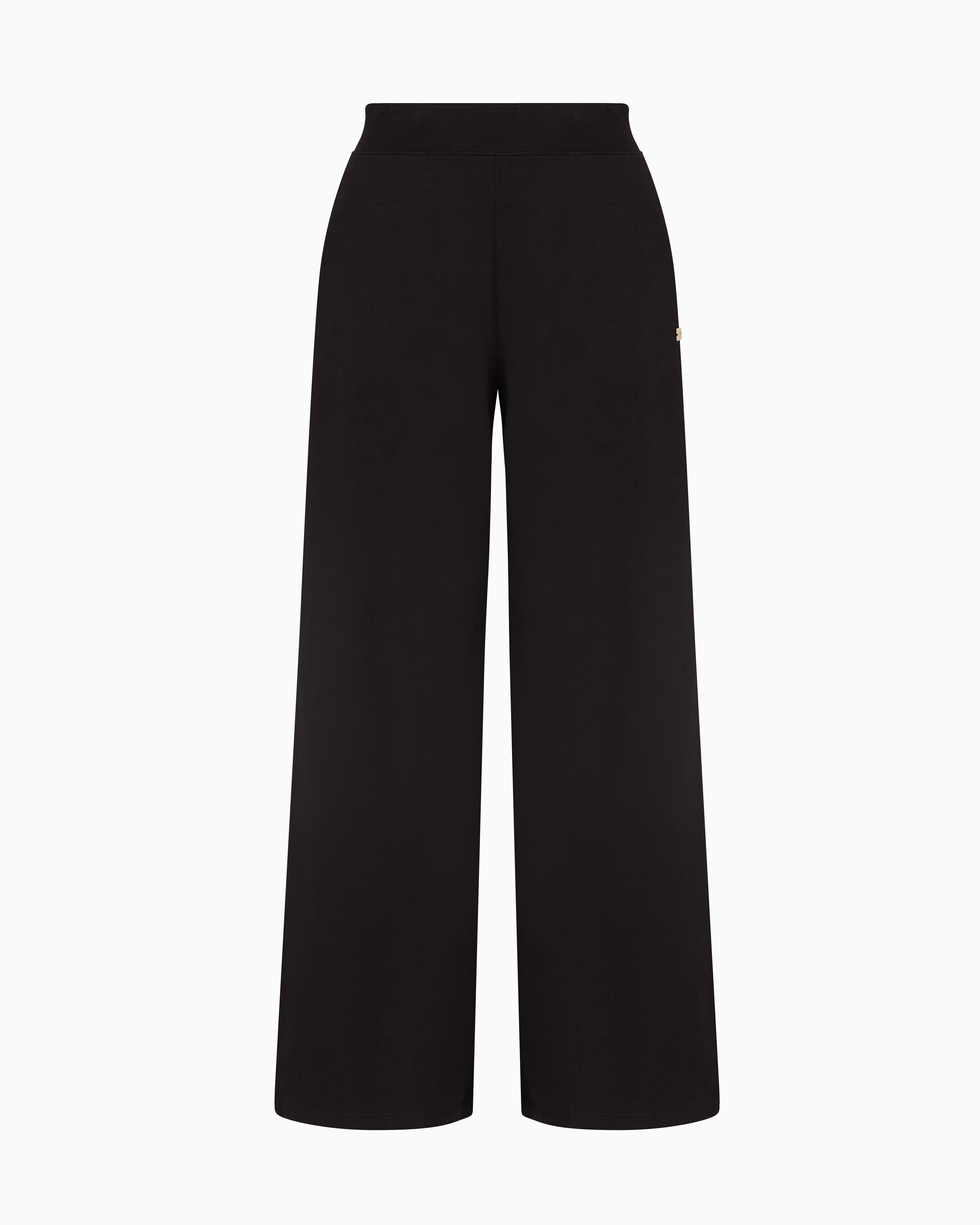Ea7 Core Lady Stretch-cotton Wide-leg Trousers In Black