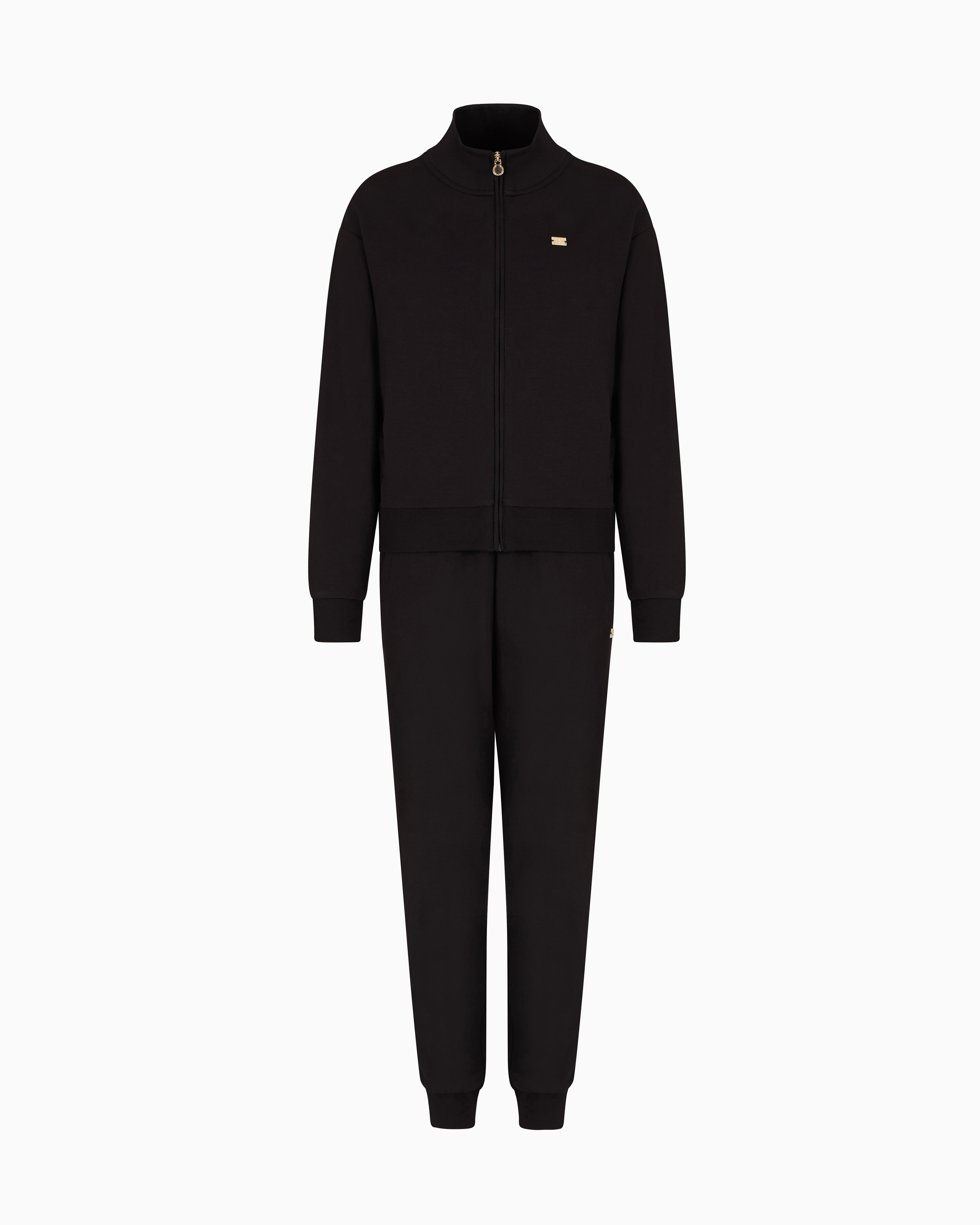 Ea7 Core Lady Stretch-cotton Tracksuit In Black
