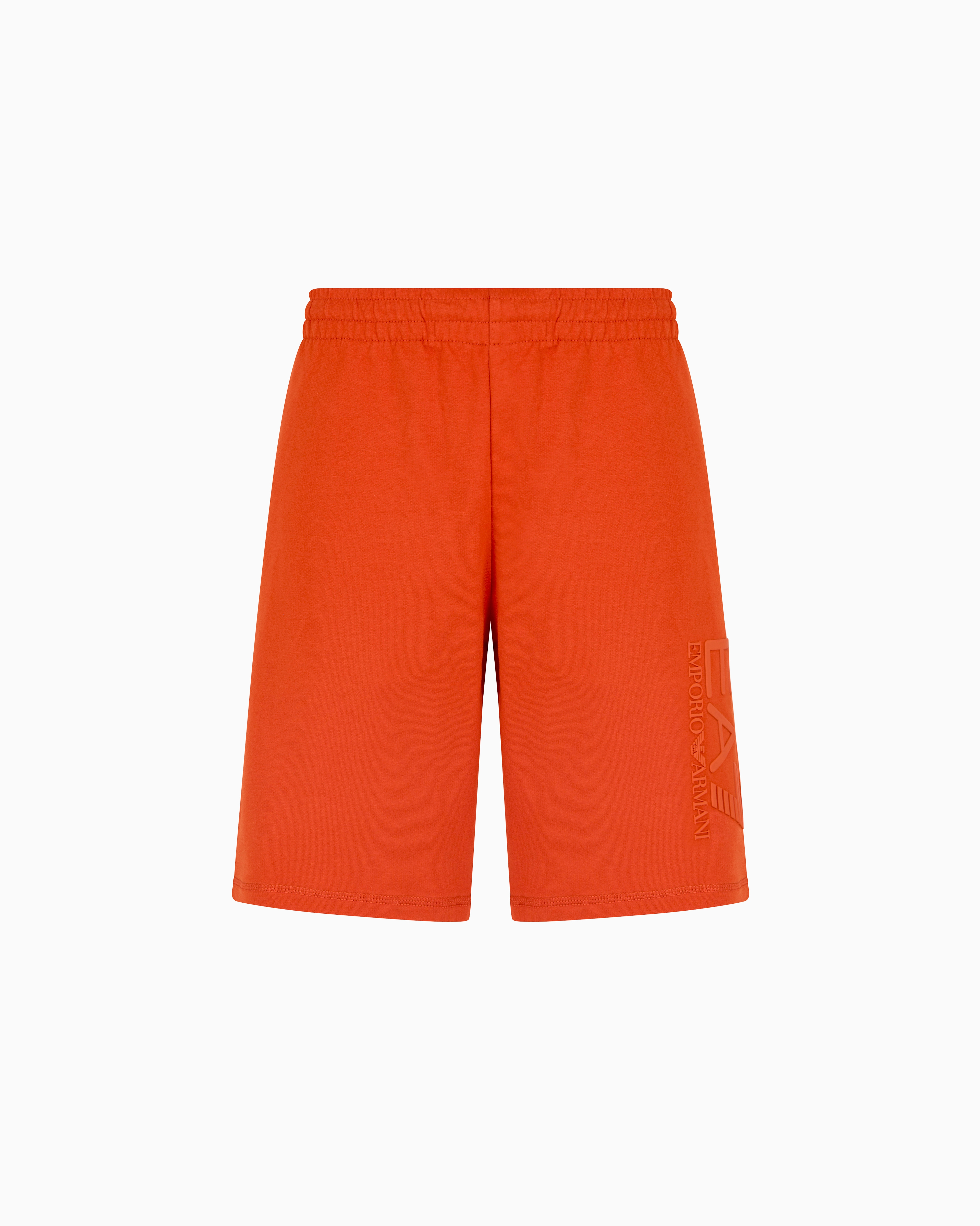 Ea7 Visibility Cotton Bermuda Shorts In Orange