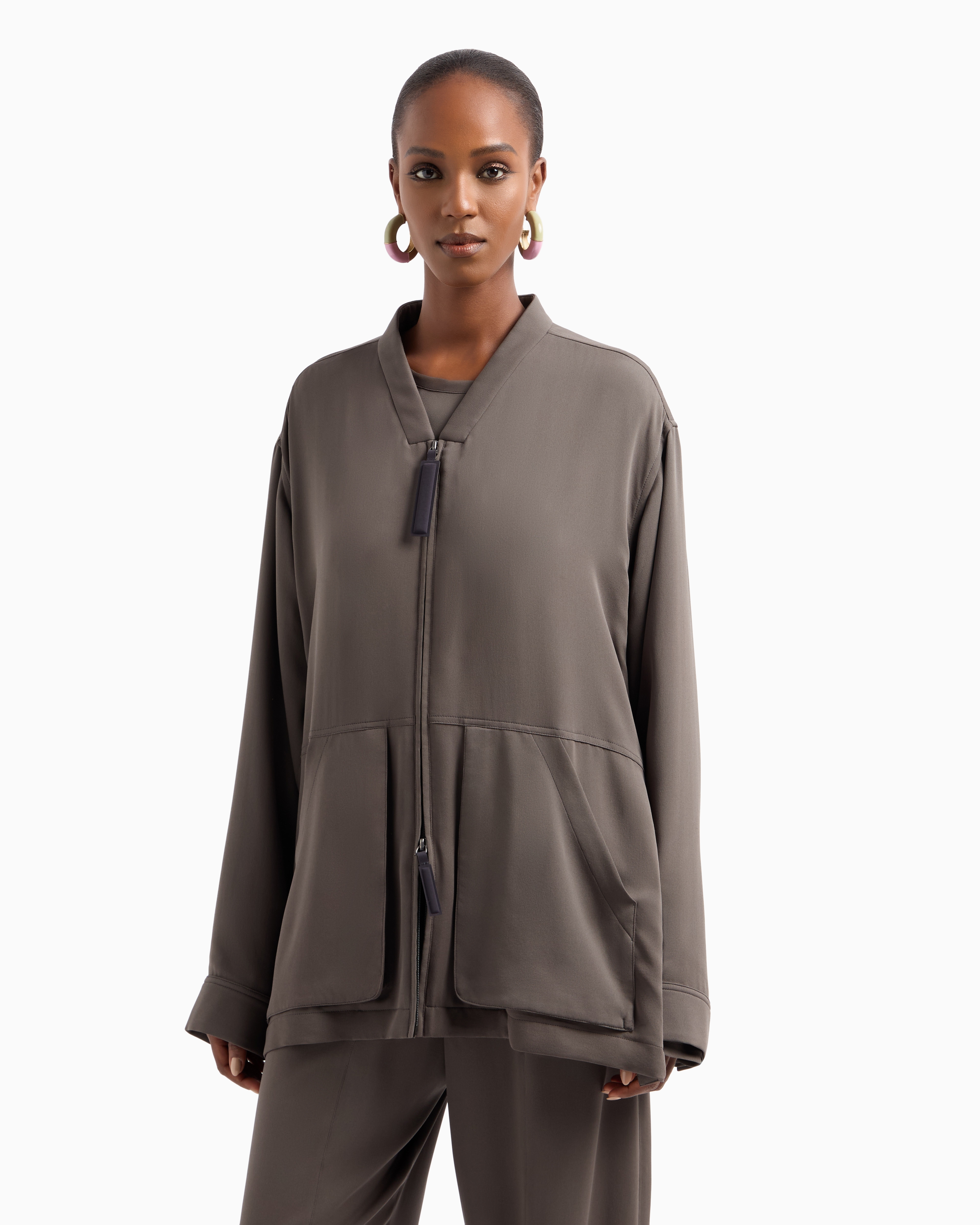Giorgio Armani Triple Silk Georgette Pea Coat