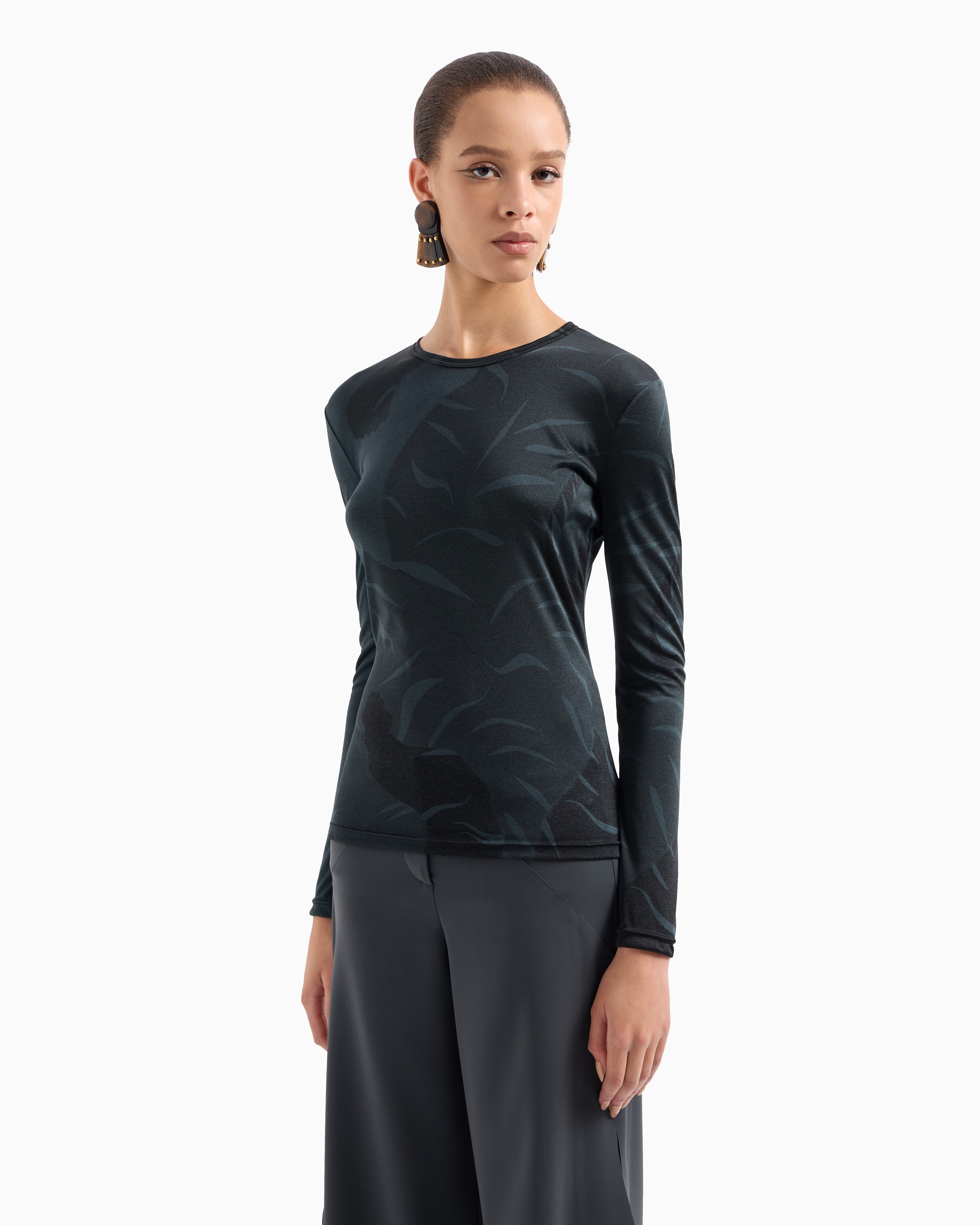 Giorgio Armani Printed Silk Interlock Long-sleeved Jumper