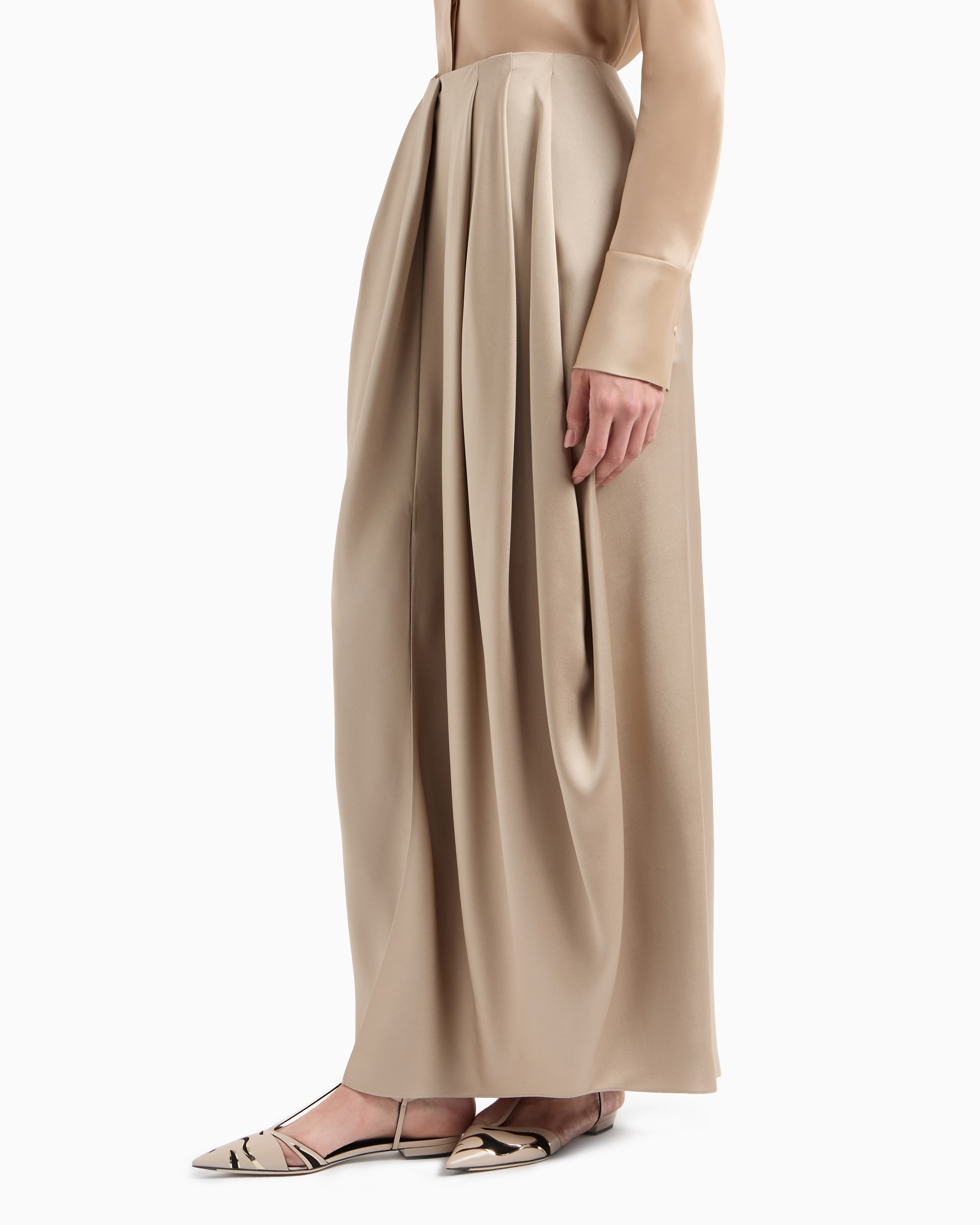Giorgio Armani Midi Skirt In Double-sided Silk Satin