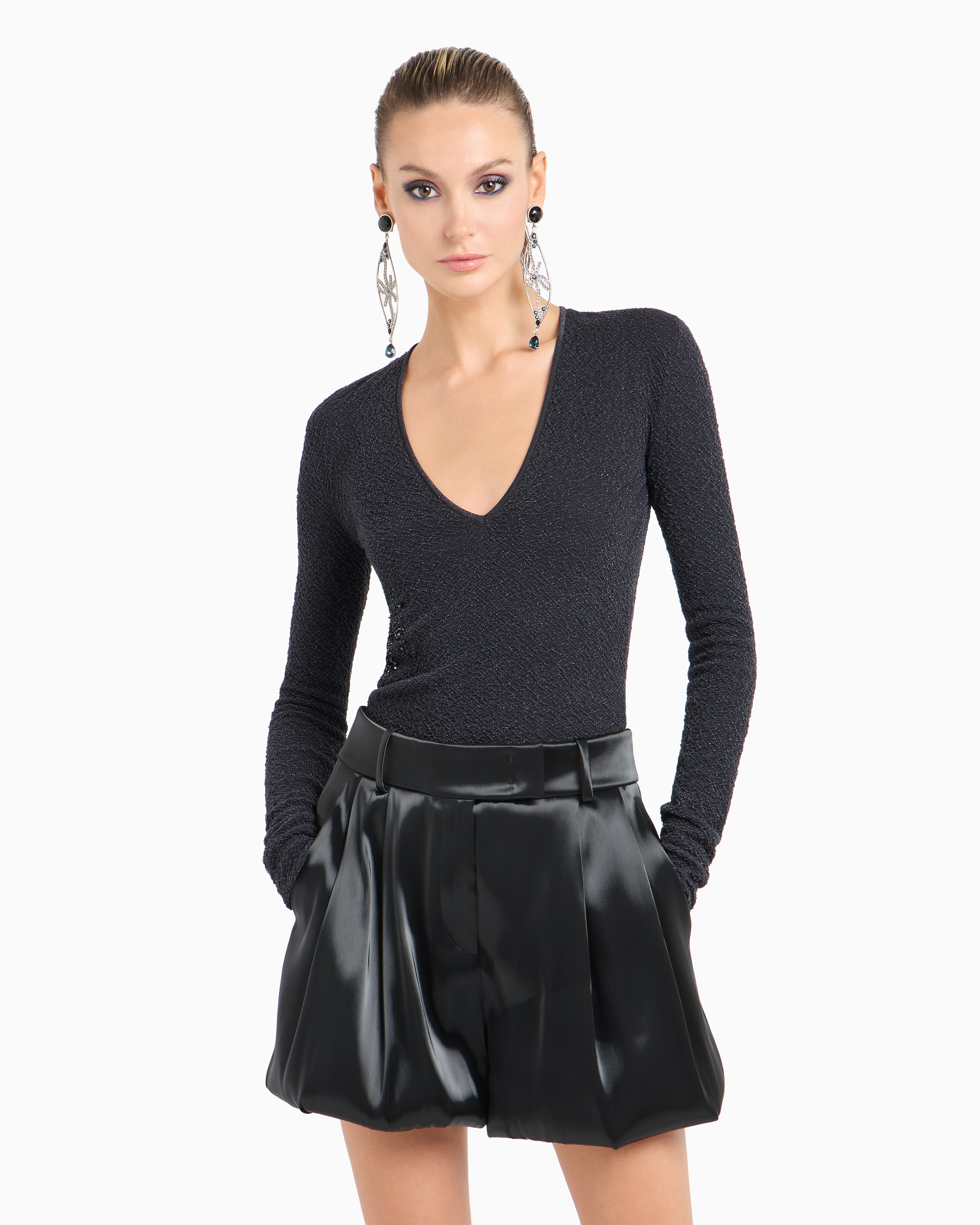 Giorgio Armani Pleated Liquid Silk Balloon Shorts