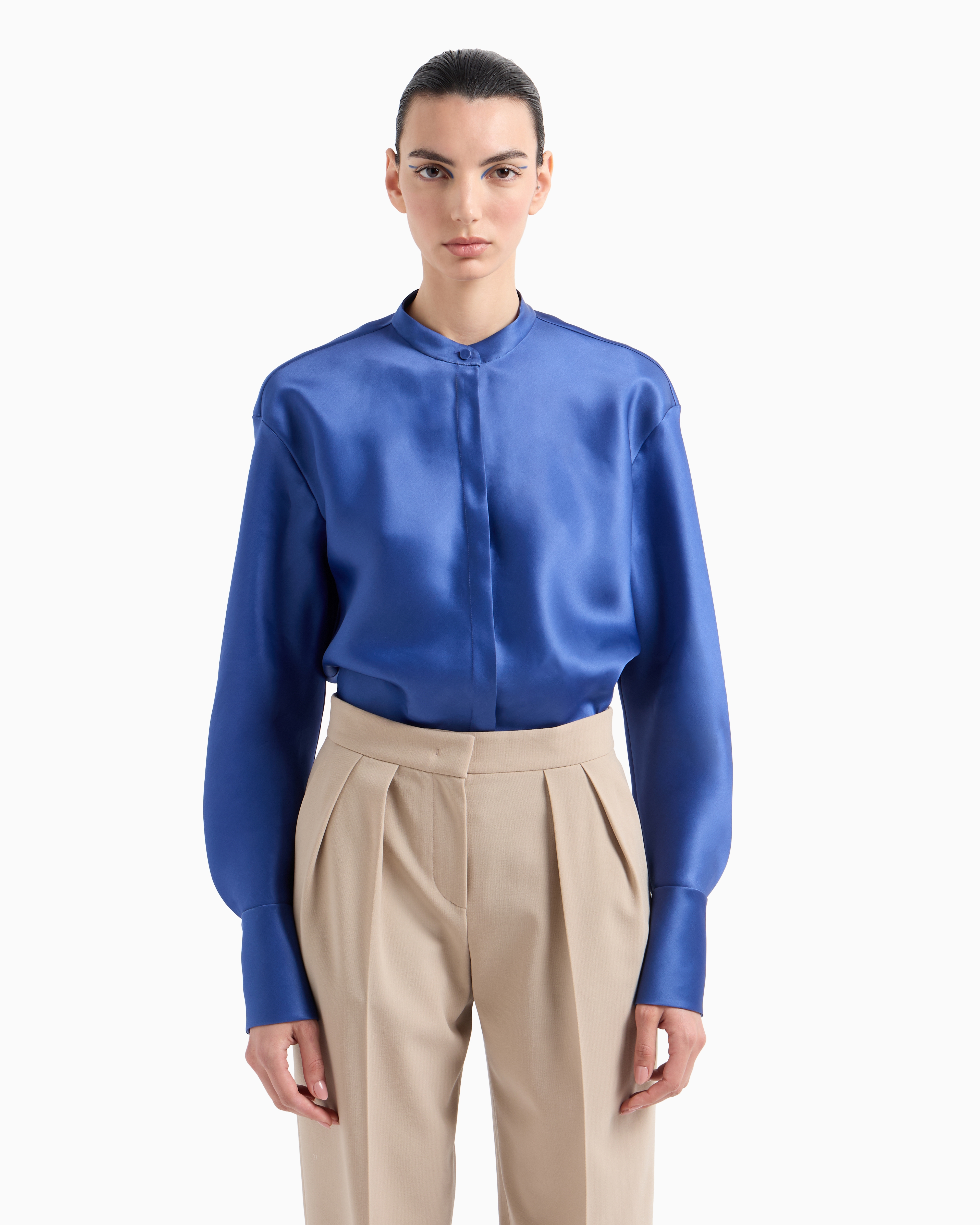 Giorgio Armani Long-sleeved Shirt In Triple Silk Georgette