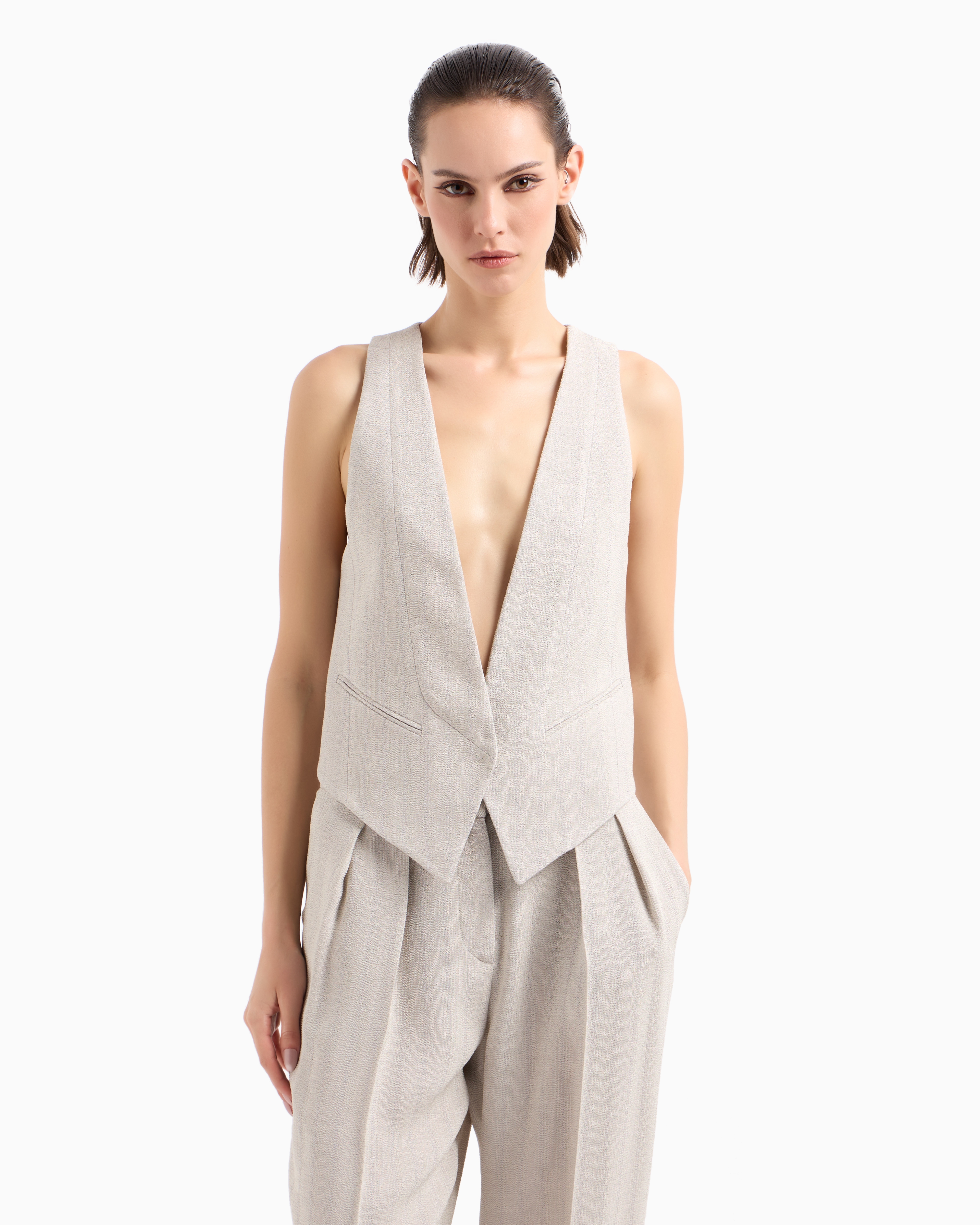 Giorgio Armani Single-breasted Waistcoat In Armure Viscose Crêpe