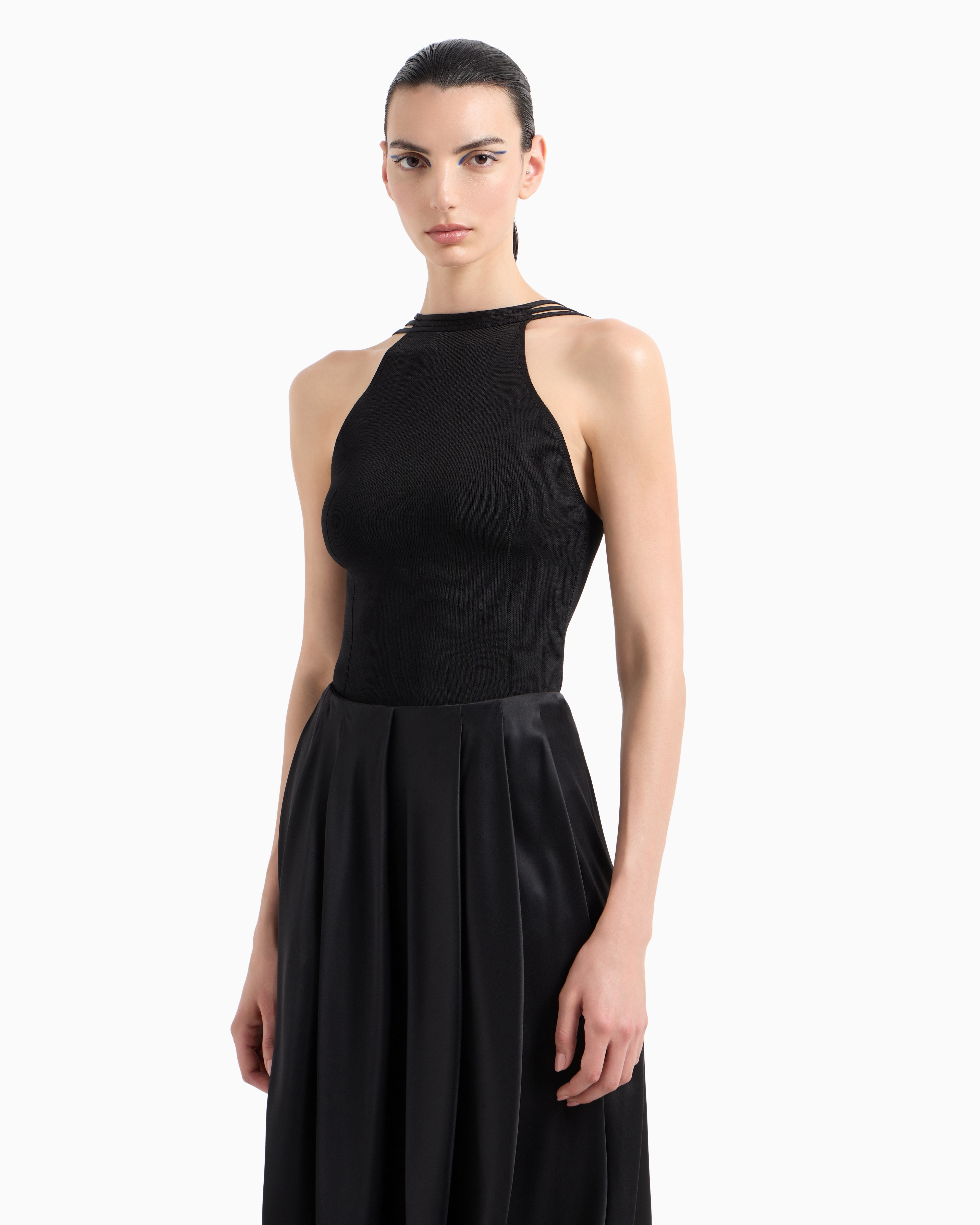 Giorgio Armani Silk Knit Top In Black