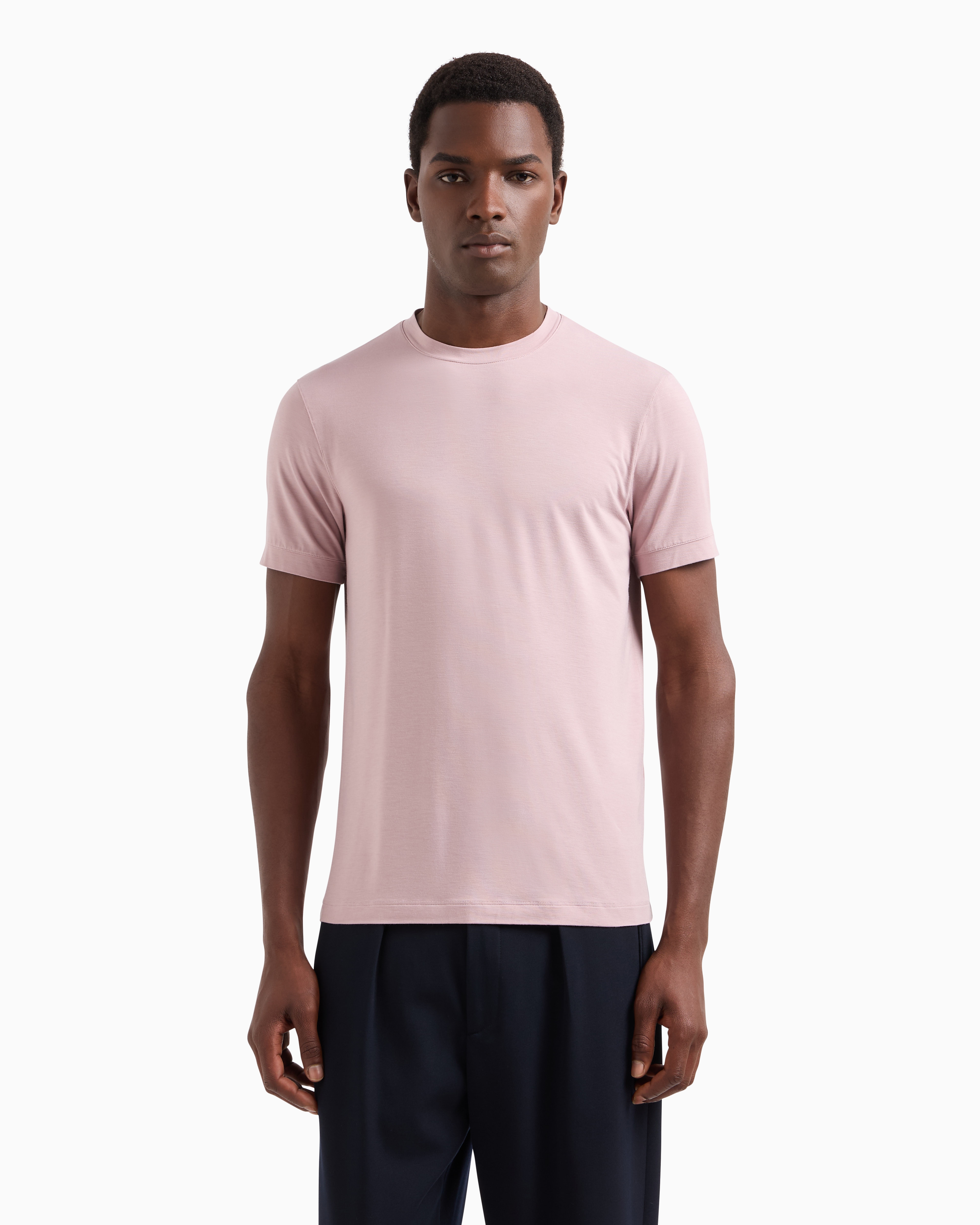 Tシャツ・カットソー GIORGIO ARMANI Giorgio Armani Silk Pullover Crew-neck short-sleeved T-shirt in stretch viscose jersey
