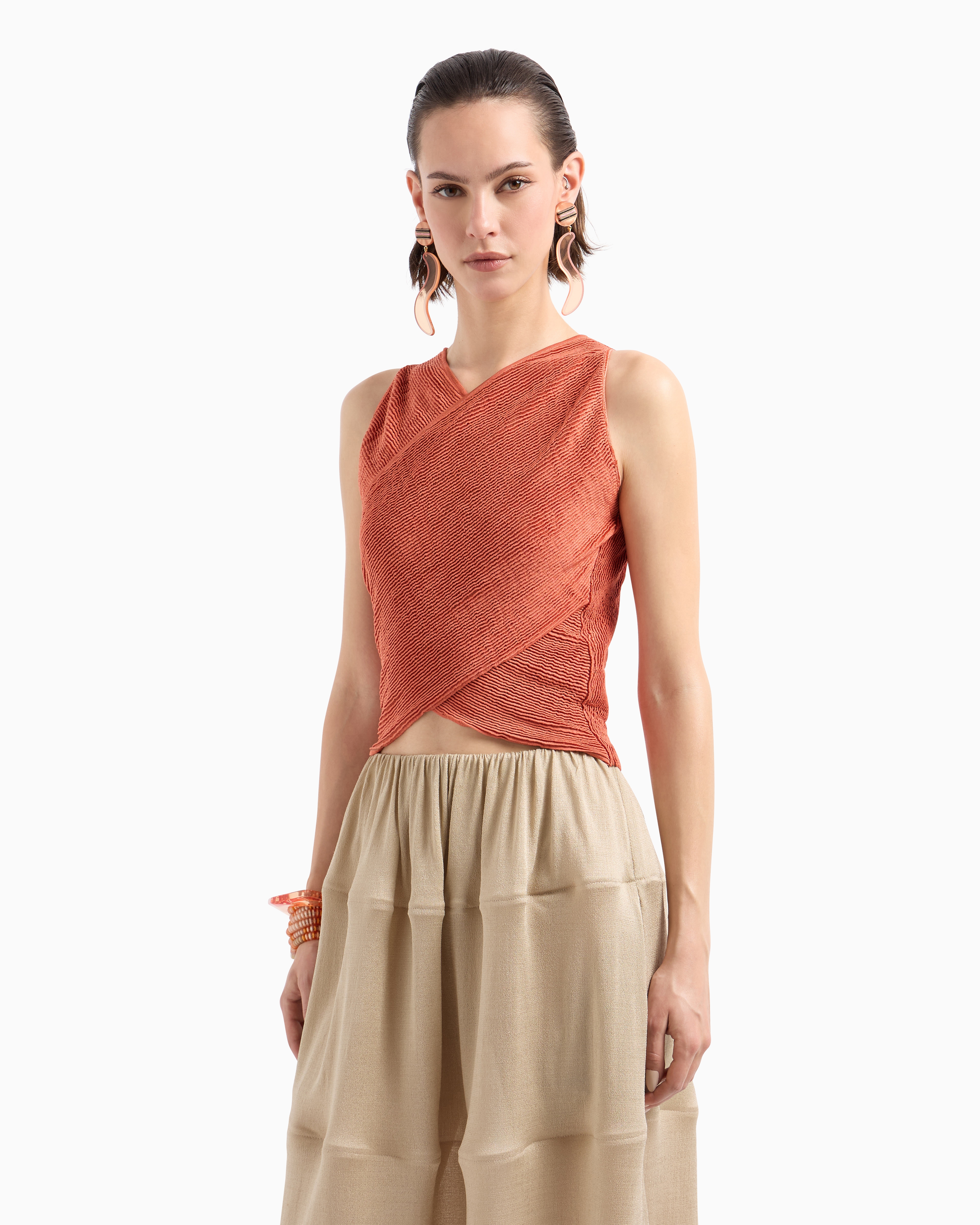 Giorgio Armani Stretch Silk And Viscose Blend Bustier Top