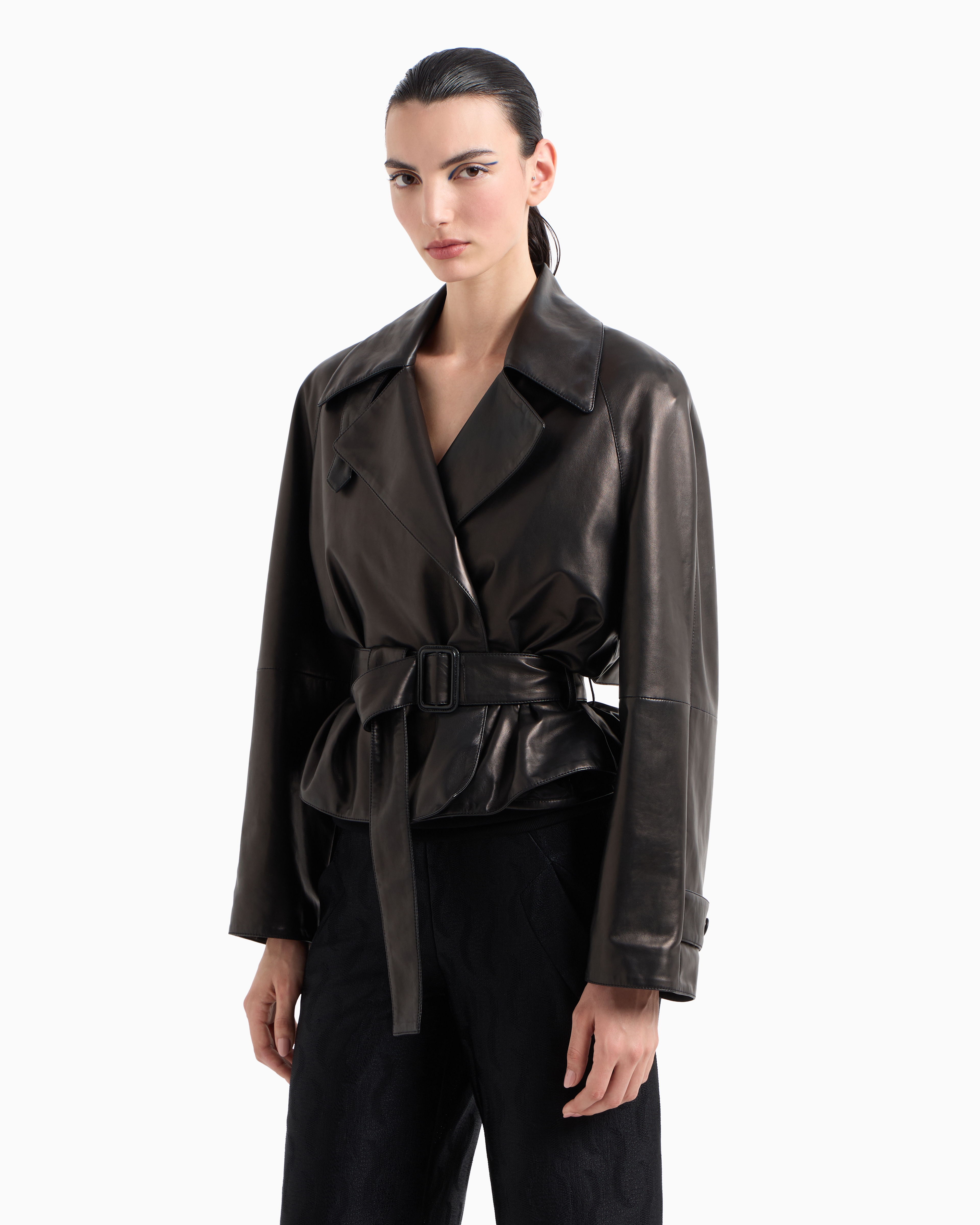 Giorgio Armani Double-breasted Jacket In Plonge Nappa Leather