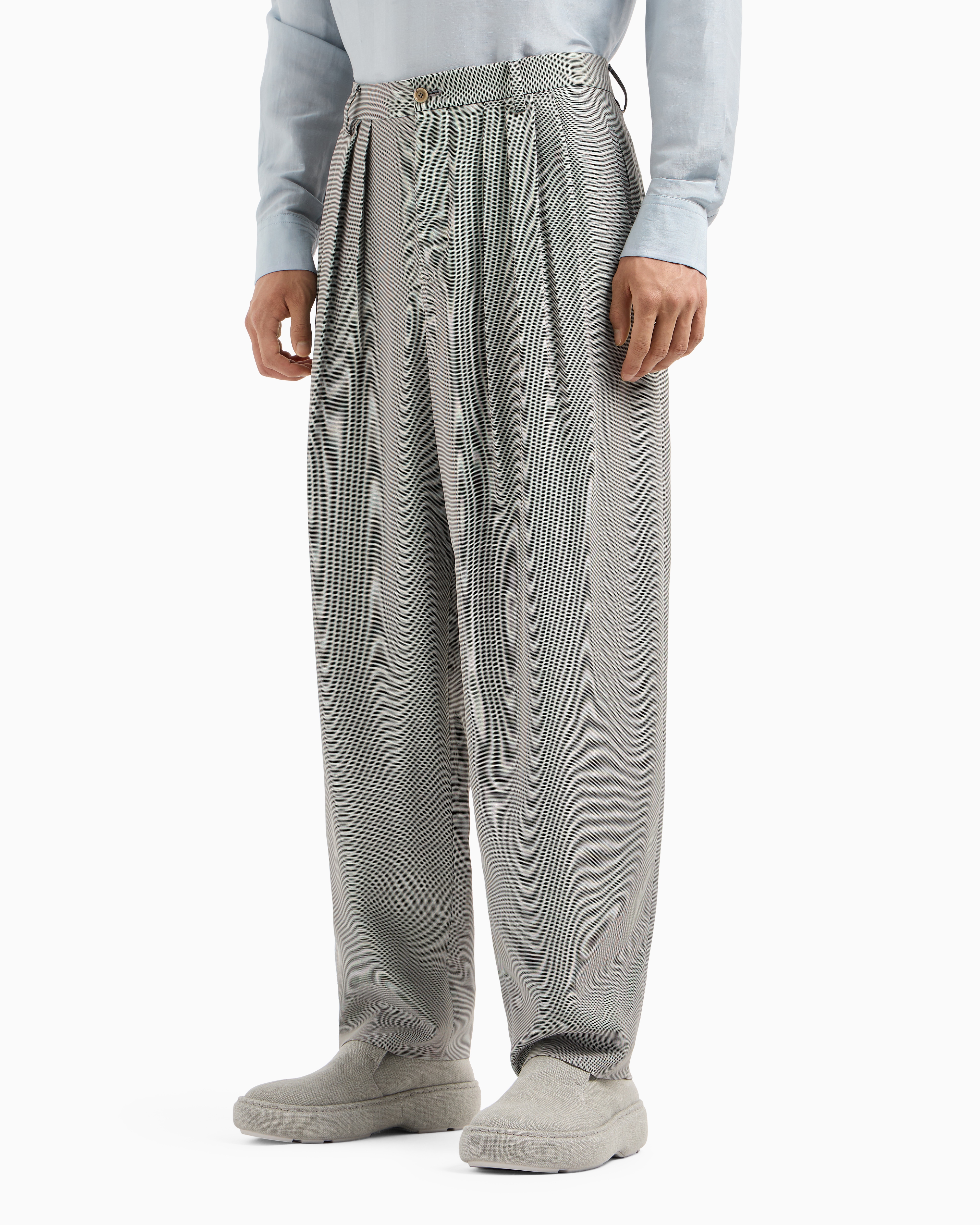 Giorgio Armani Double-pleat Trousers In A Micro-textured Viscose Blend