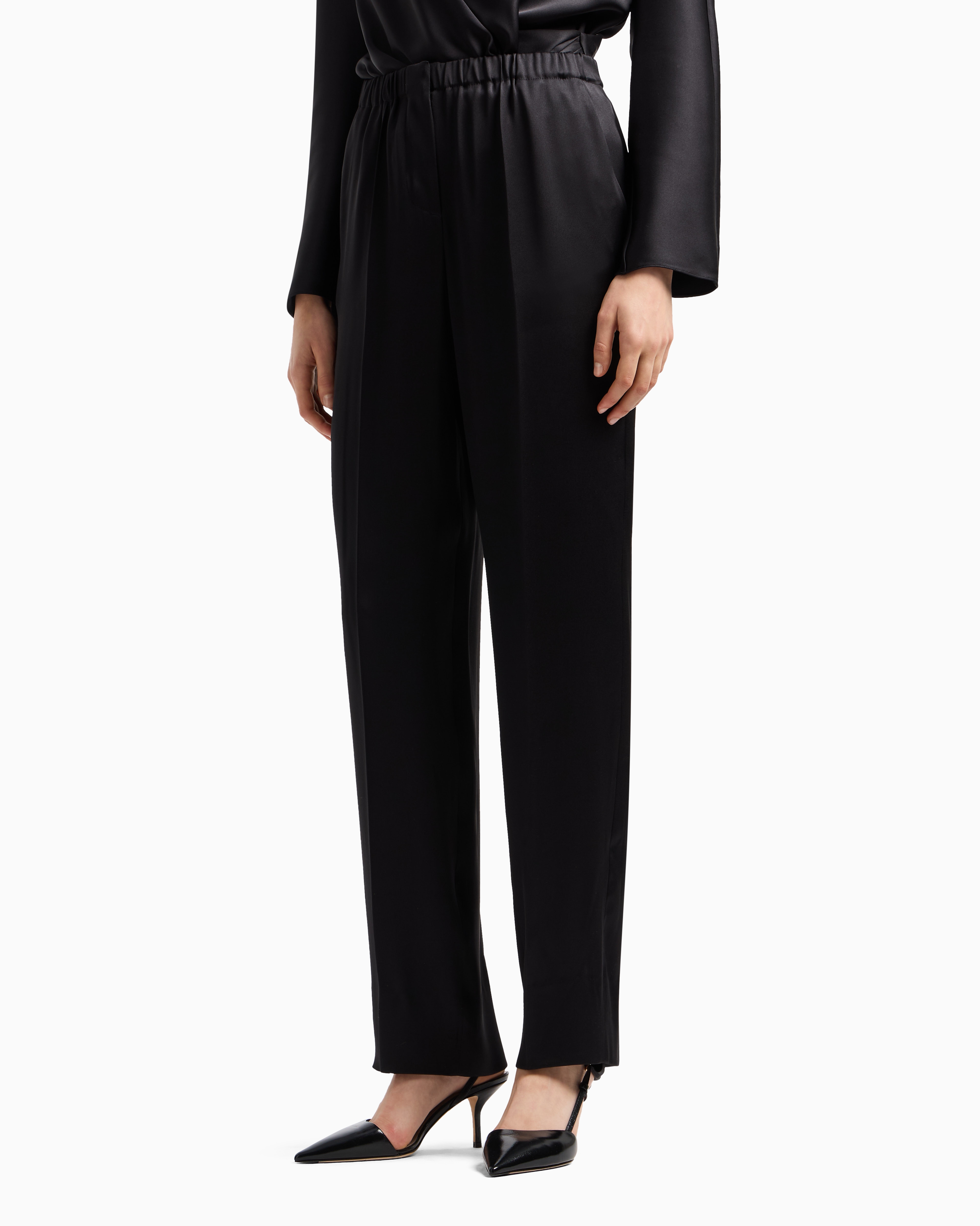 Giorgio Armani Straight-cut Trousers In Double Silk Satin