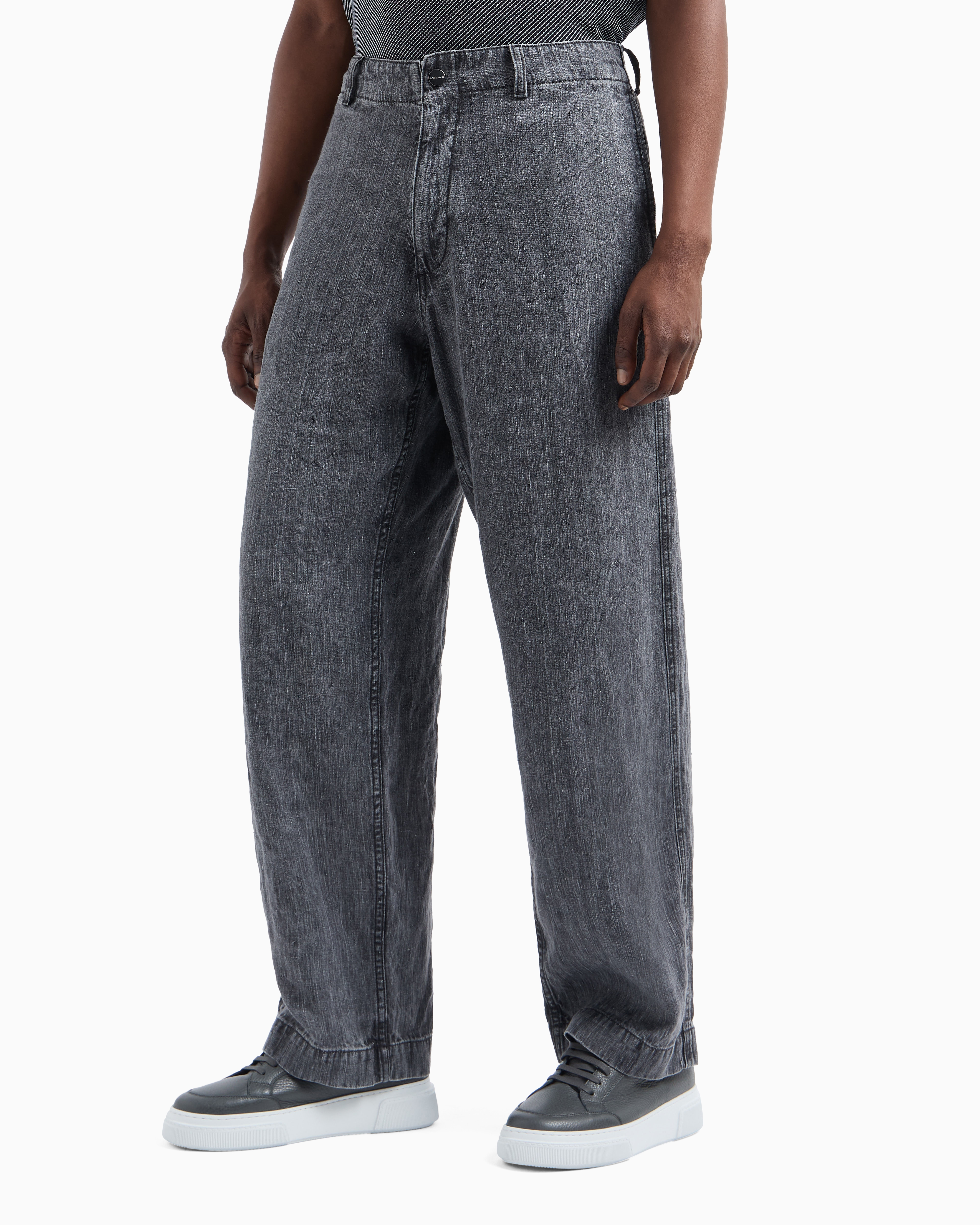 Giorgio Armani Denim Collection Linen Jeans In Gray