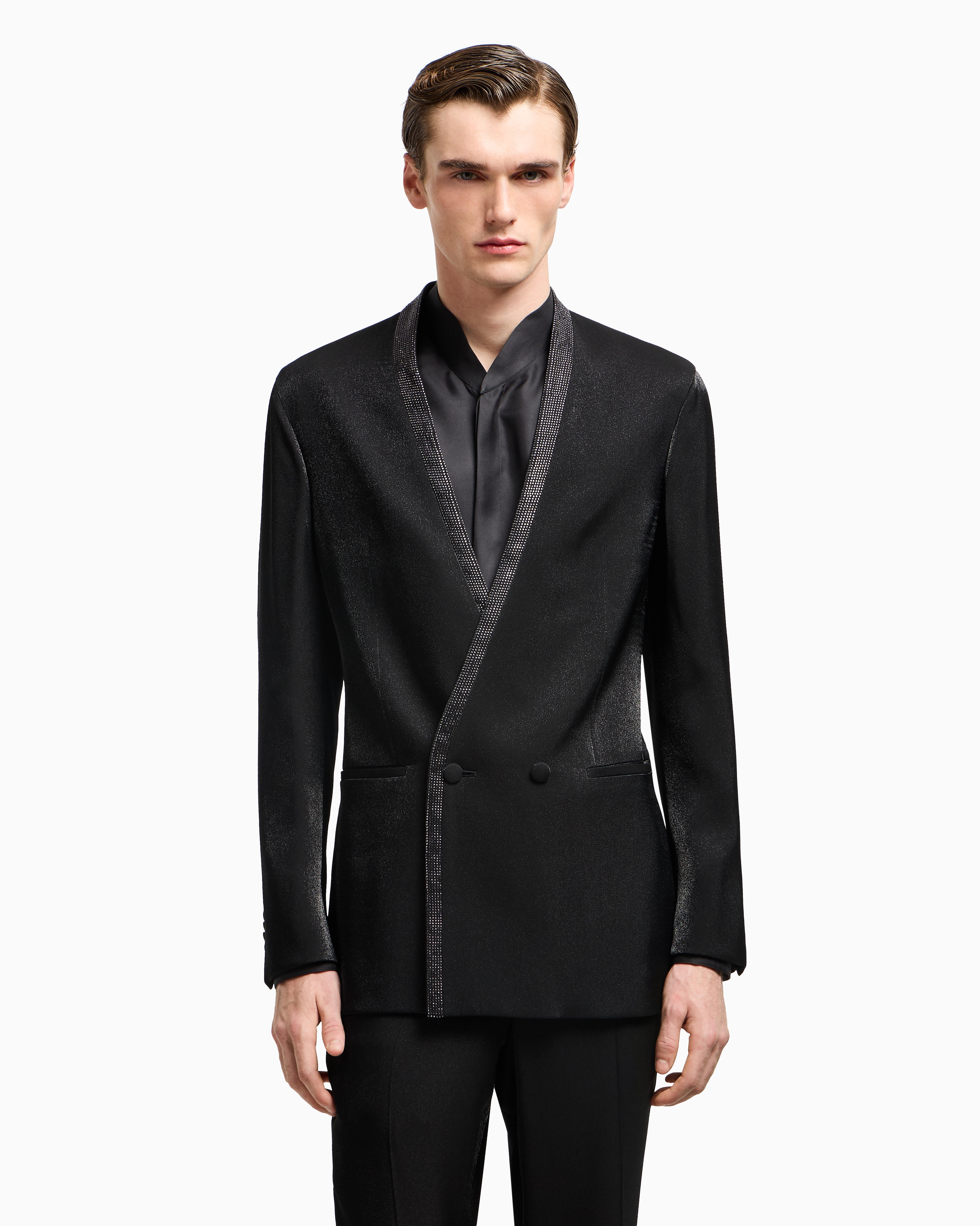 Giorgio Armani Upton Line Tuxedo Jacket In A Viscose Blend With Rhinestones