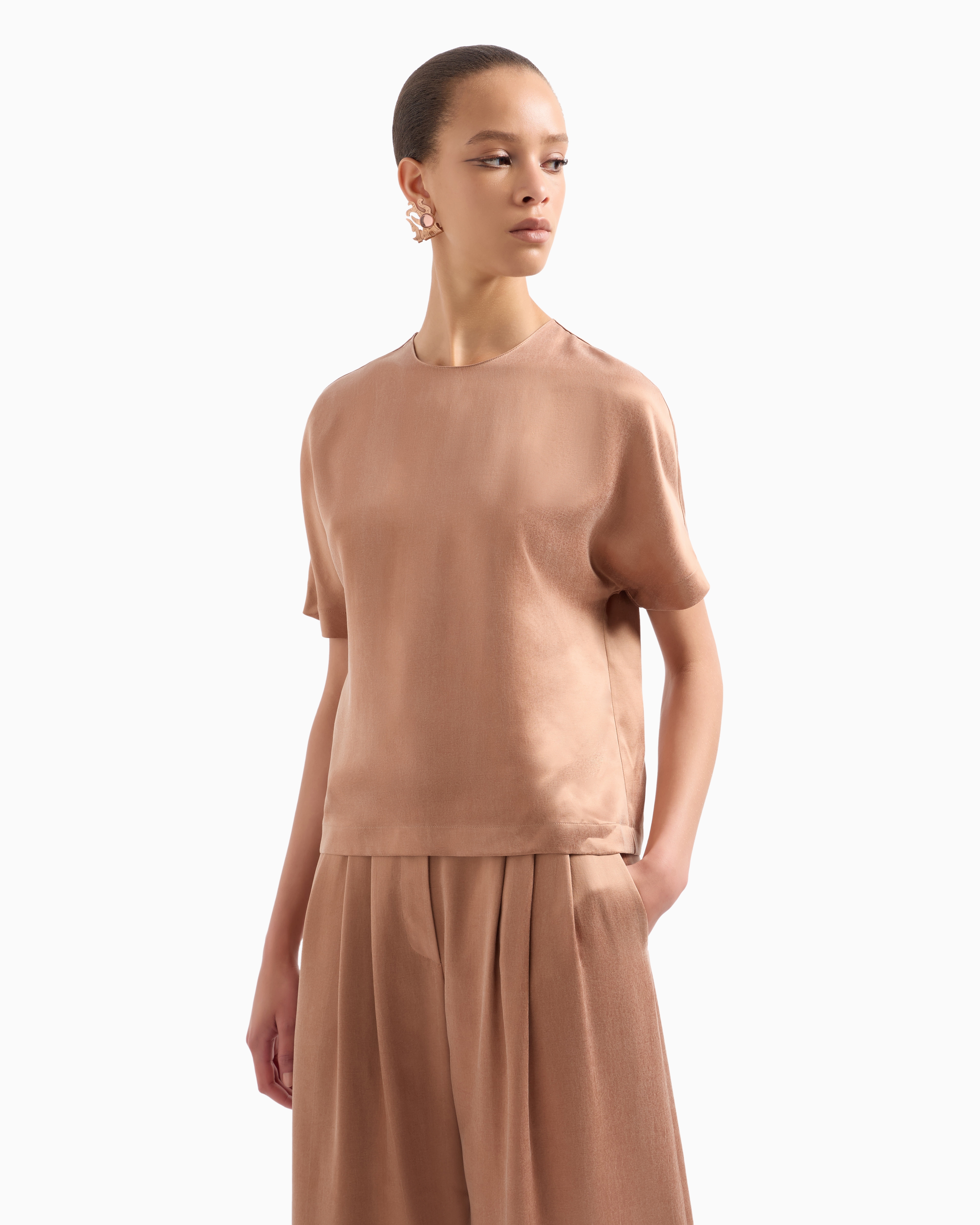 Tシャツ・カットソー GIORGIO ARMANI Women Tops GW000790TE13750 U6090 PINK Eco-viscose and cupro top GIORGIO ARMANI - Nugnes1920