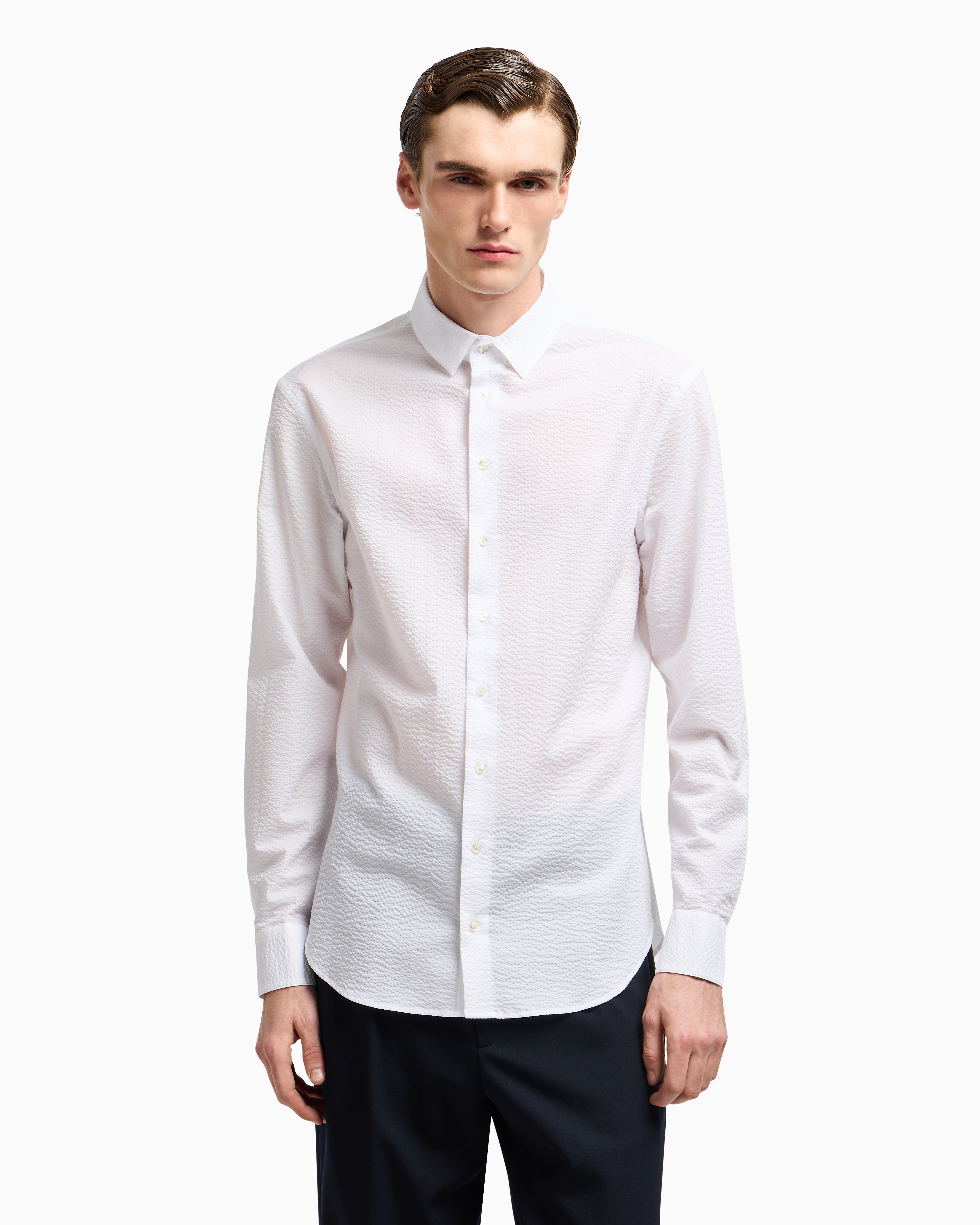 Giorgio Armani Official Store Regular-fit Cotton Shirt In White