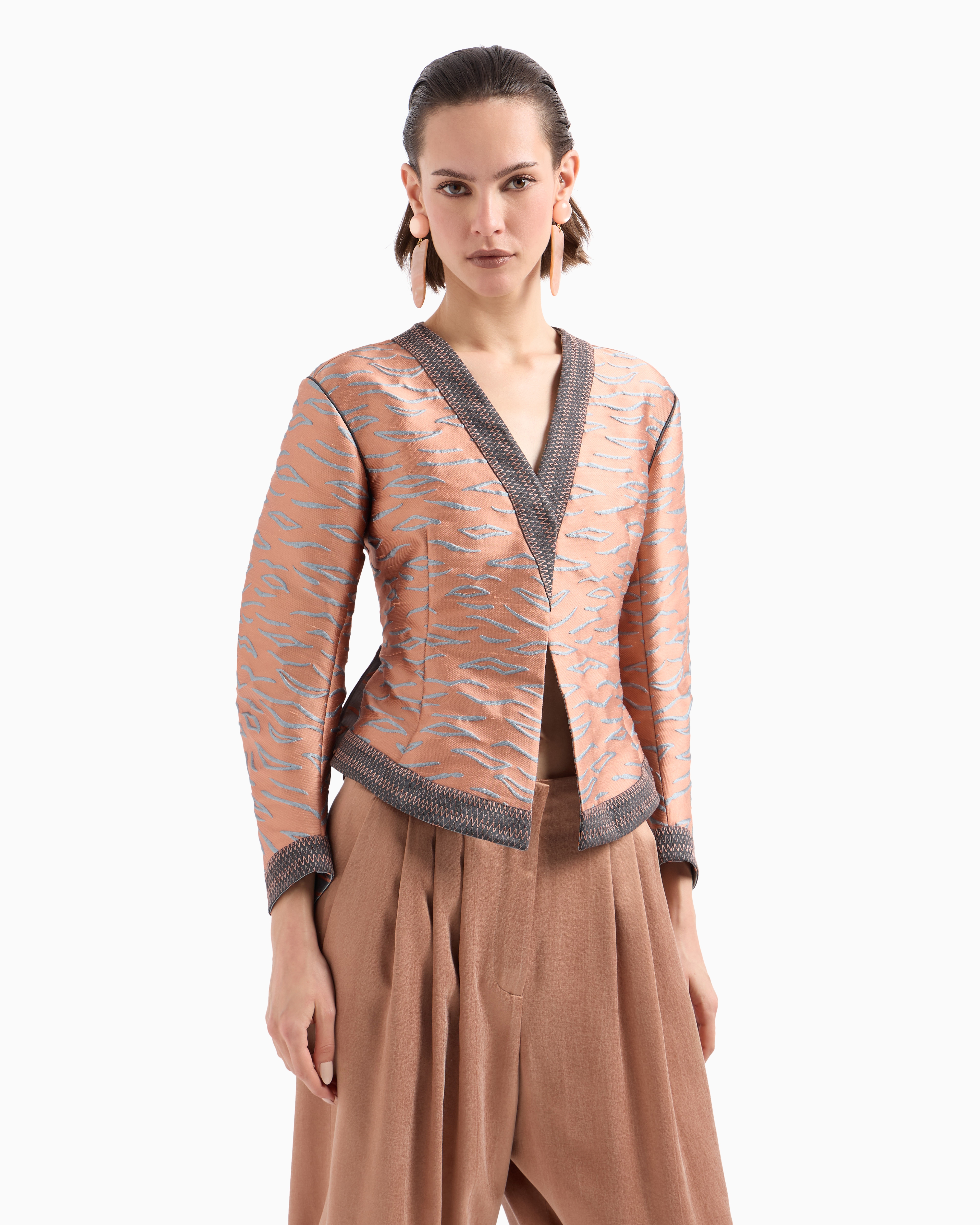 Giorgio Armani Short Jacket In A Jacquard Silk Blend