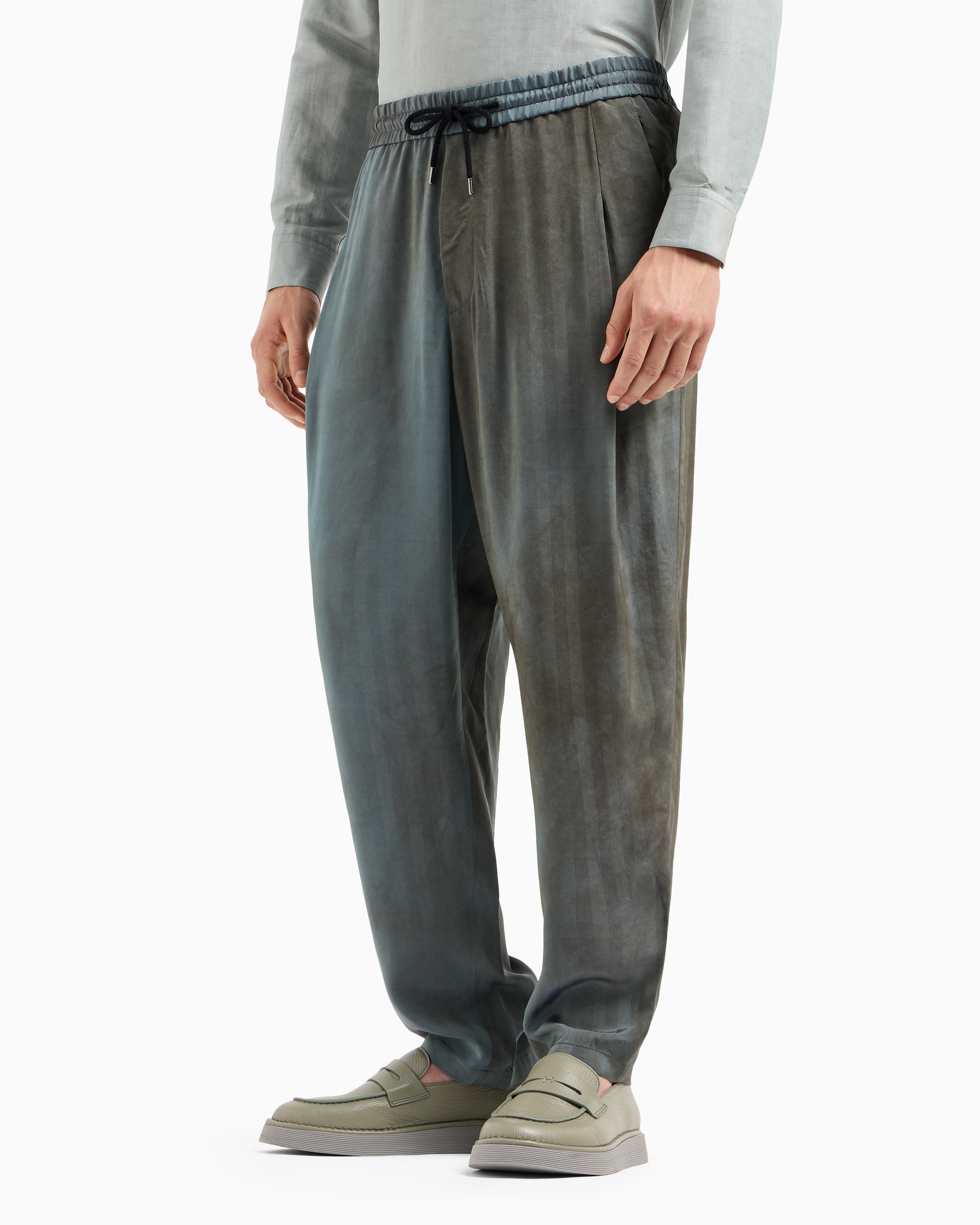 Giorgio Armani Viscose Canvas Flat-front Trousers