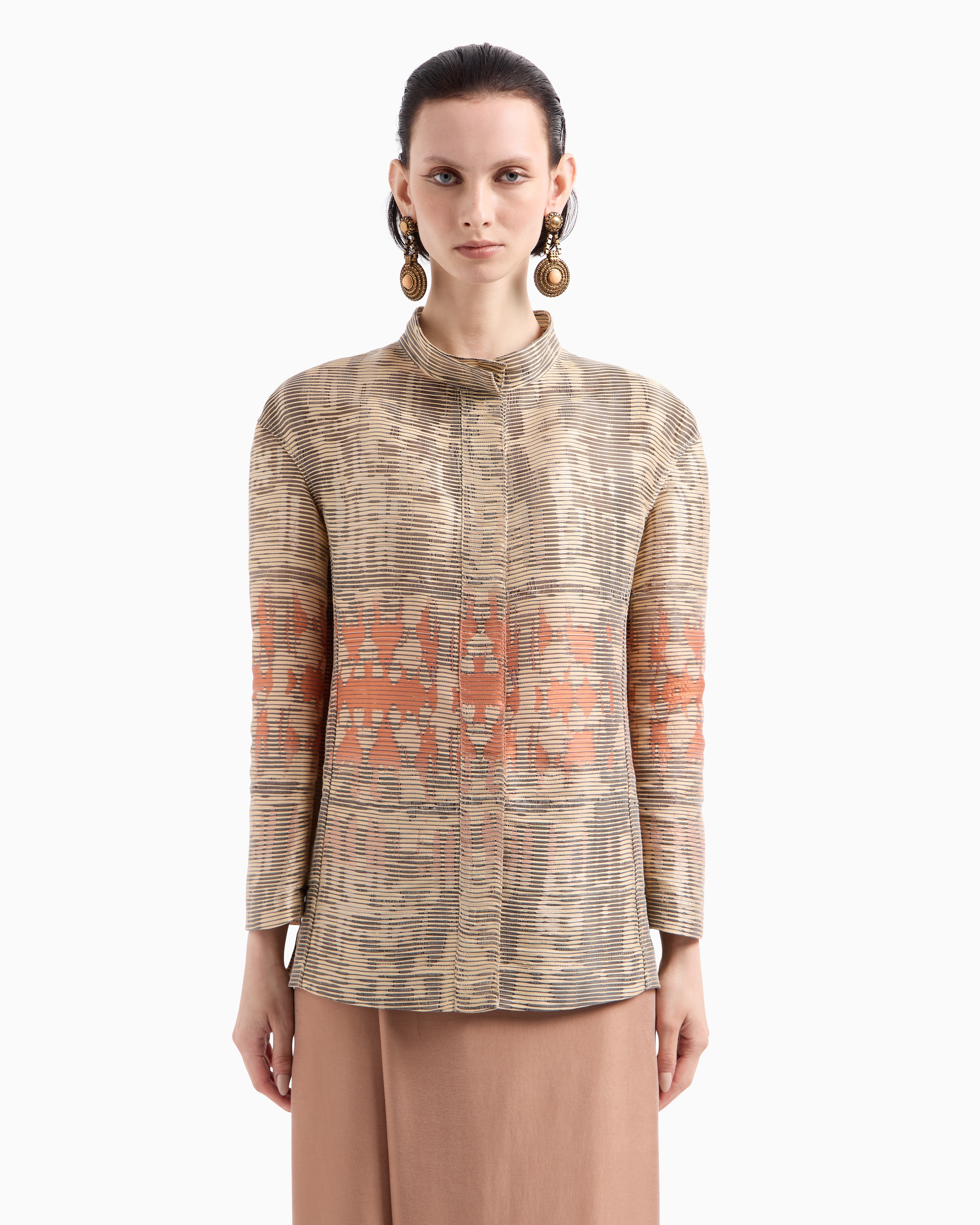 Giorgio Armani Single-breasted Jacket In A Silk Blend Jacquard Canneté