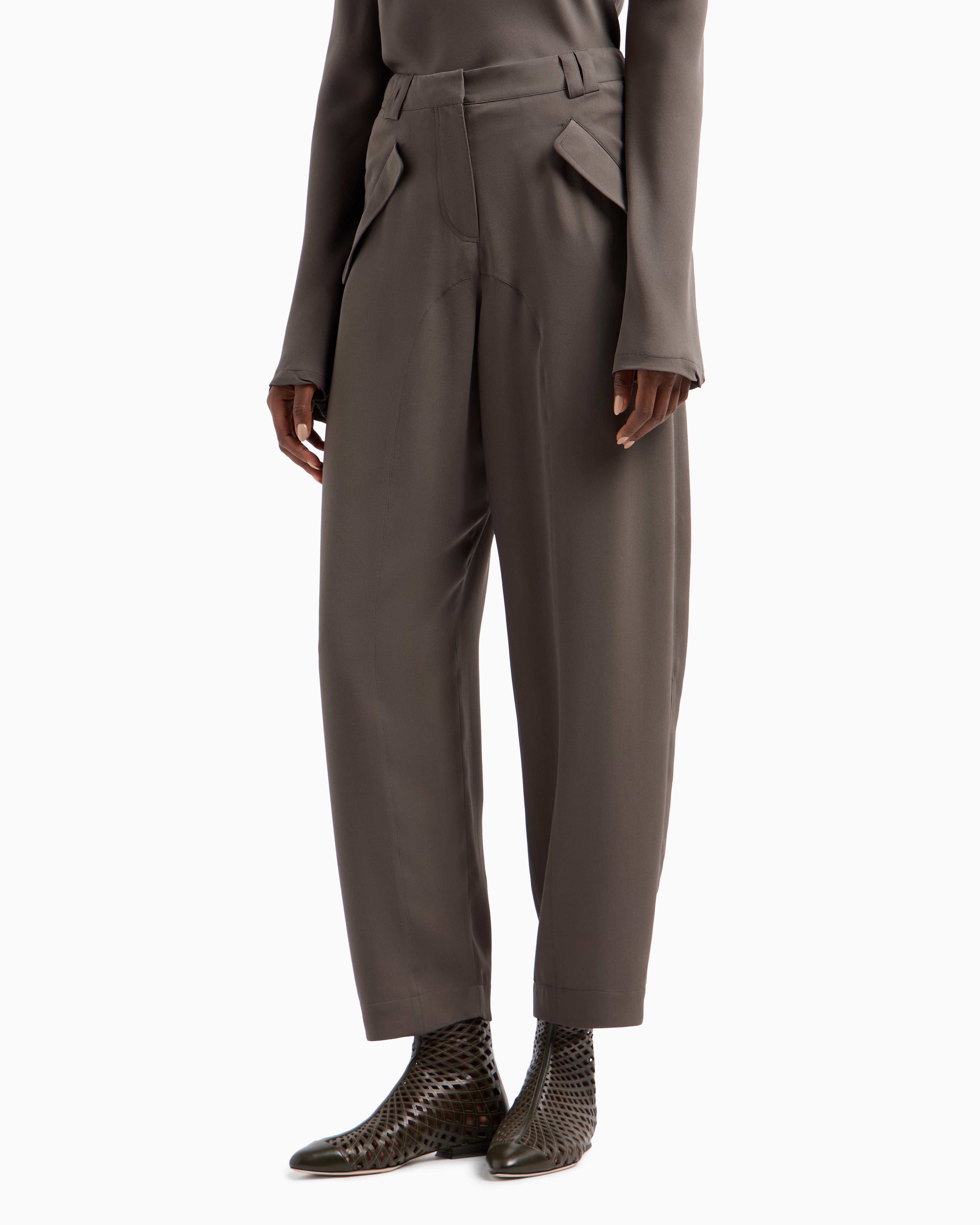 Triple silk georgette straight trousers | Giorgio Armani