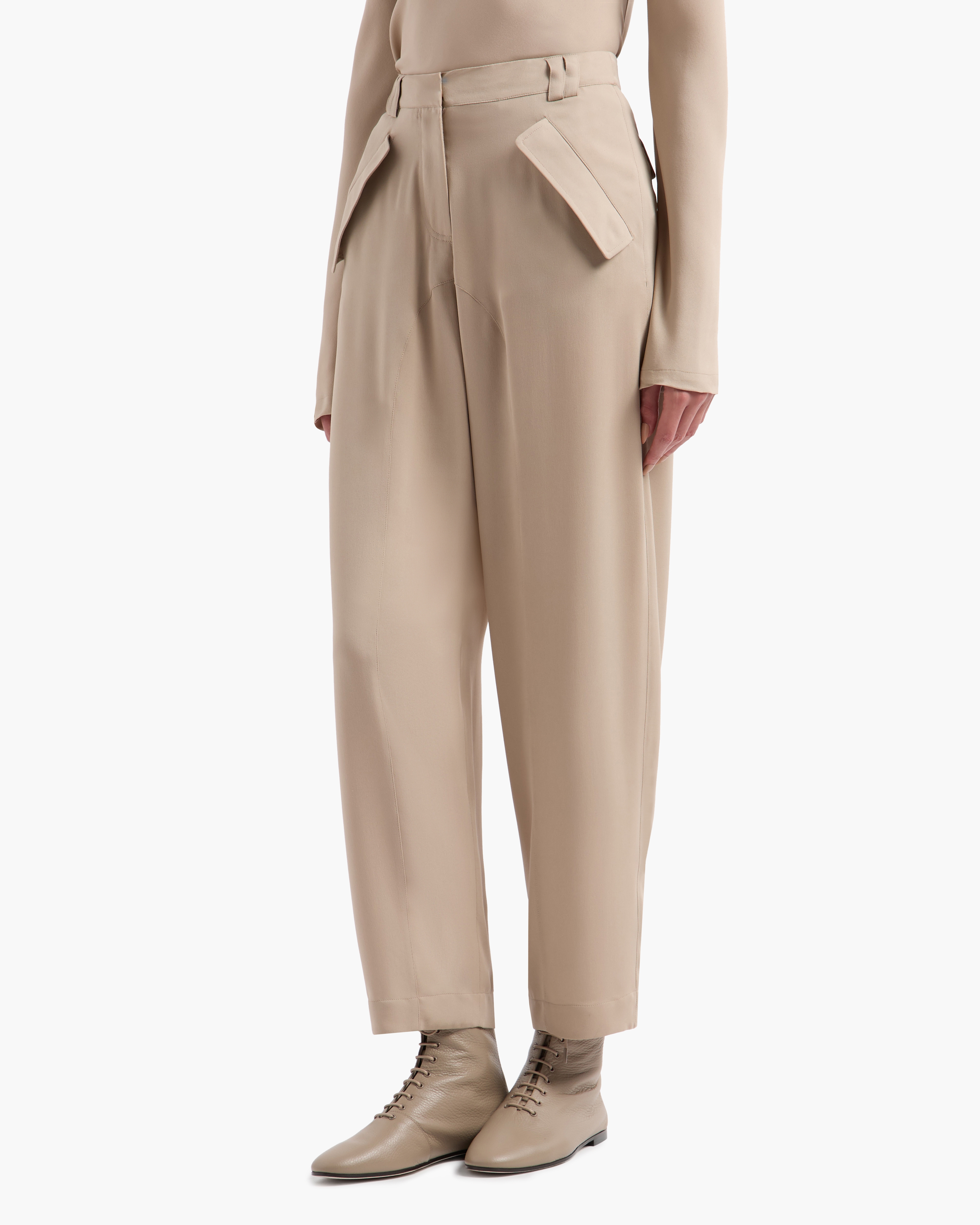 Giorgio Armani Triple Silk Georgette Straight Trousers
