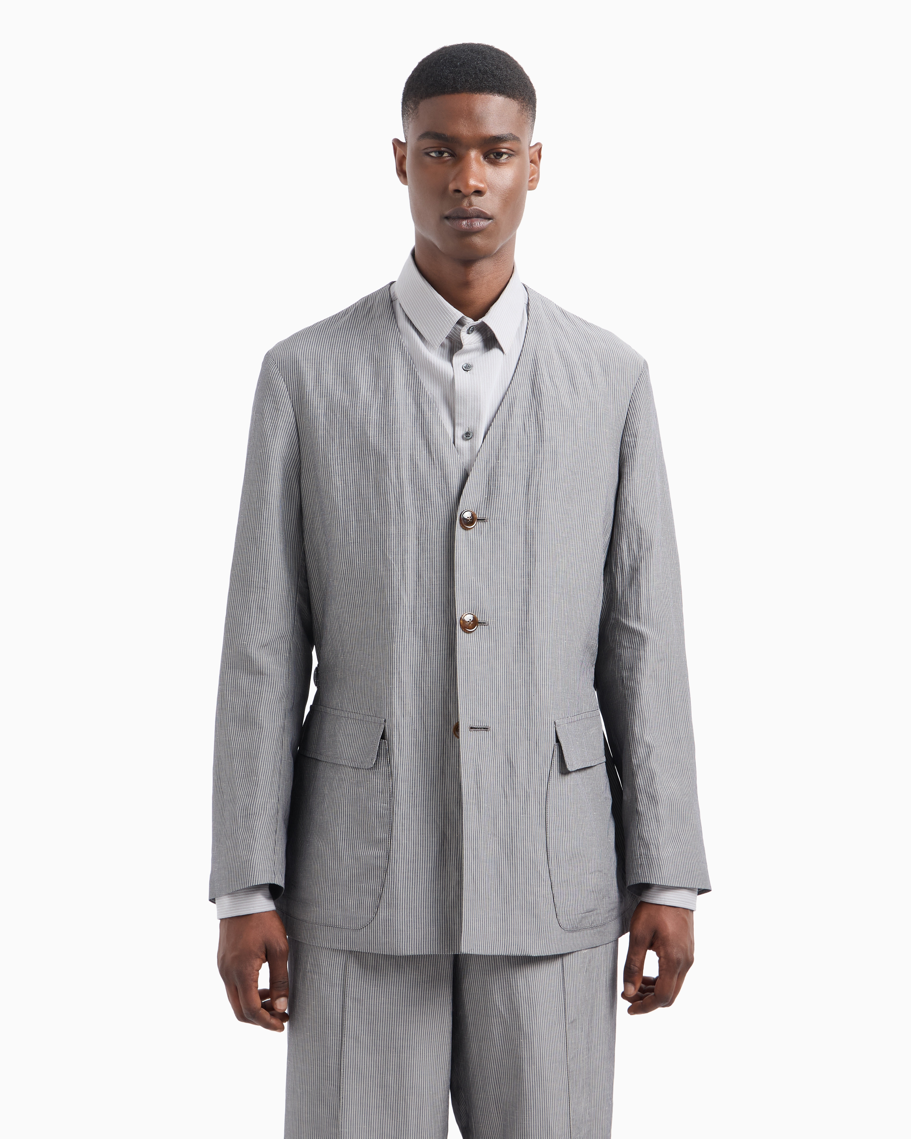 Giorgio Armani Viscose And Linen Single-breasted Jacket