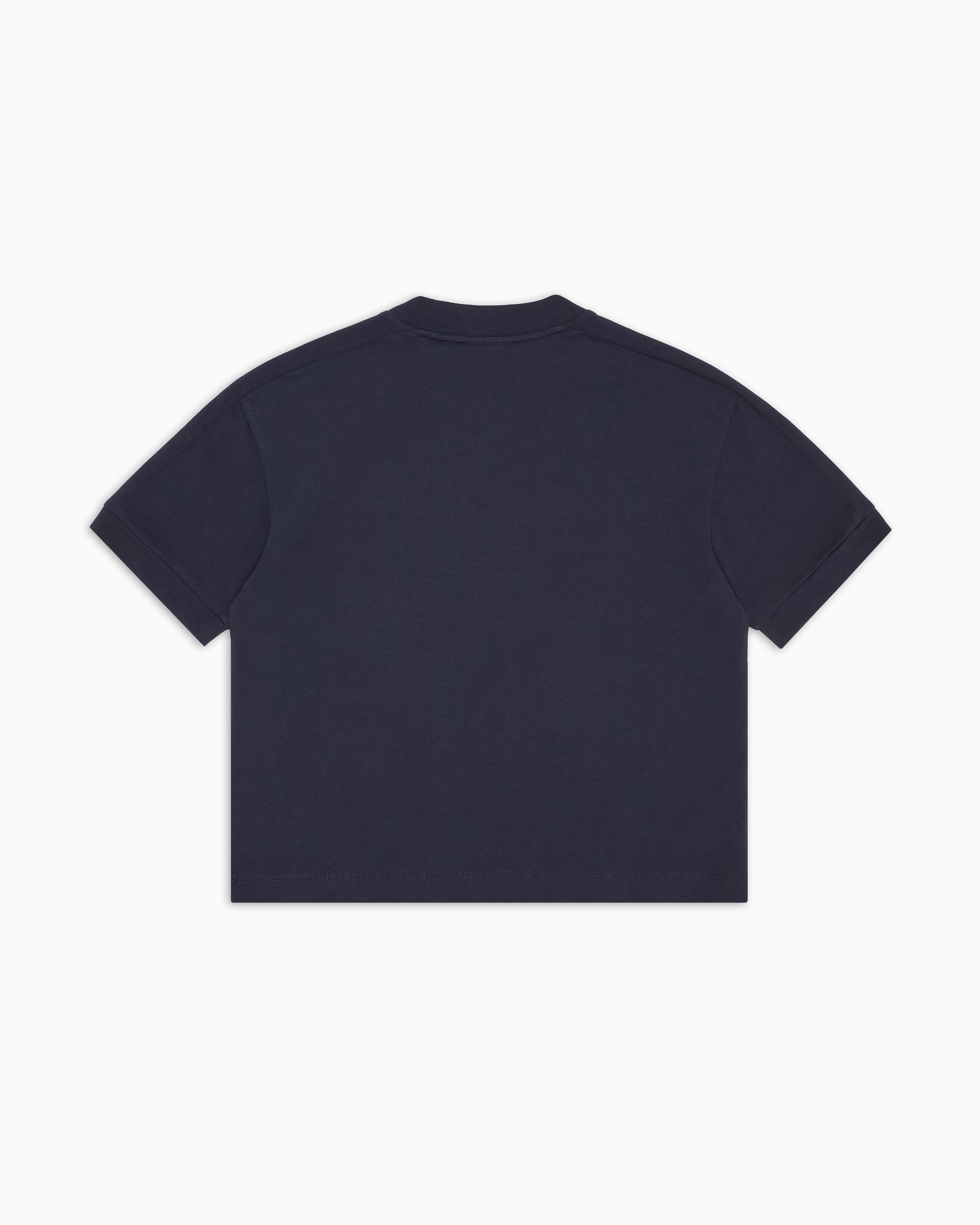 Ea7 Logo Series Boy Cotton T-shirt In Navy Blue