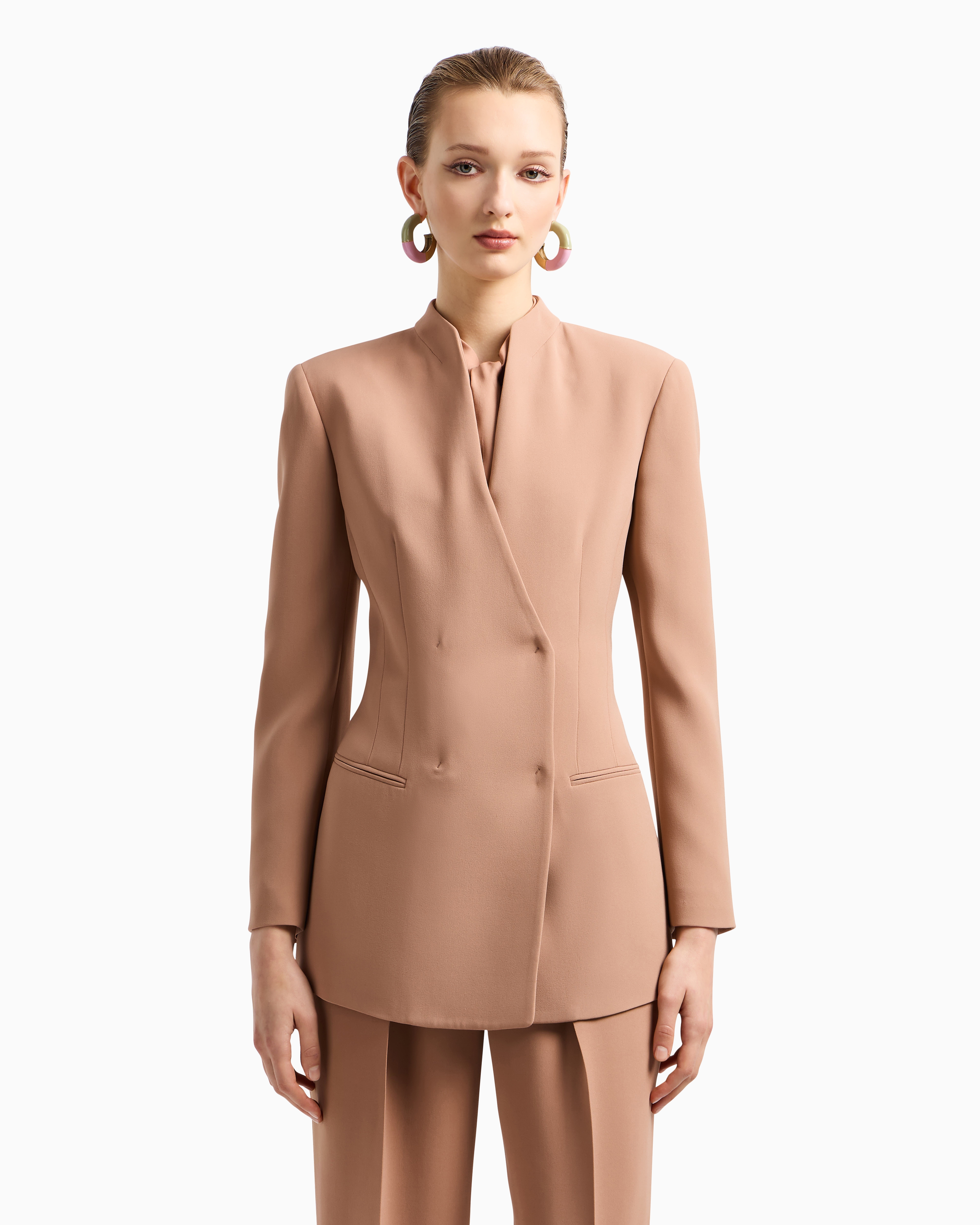 Giorgio Armani Double-breasted Jacket In Silk Cady