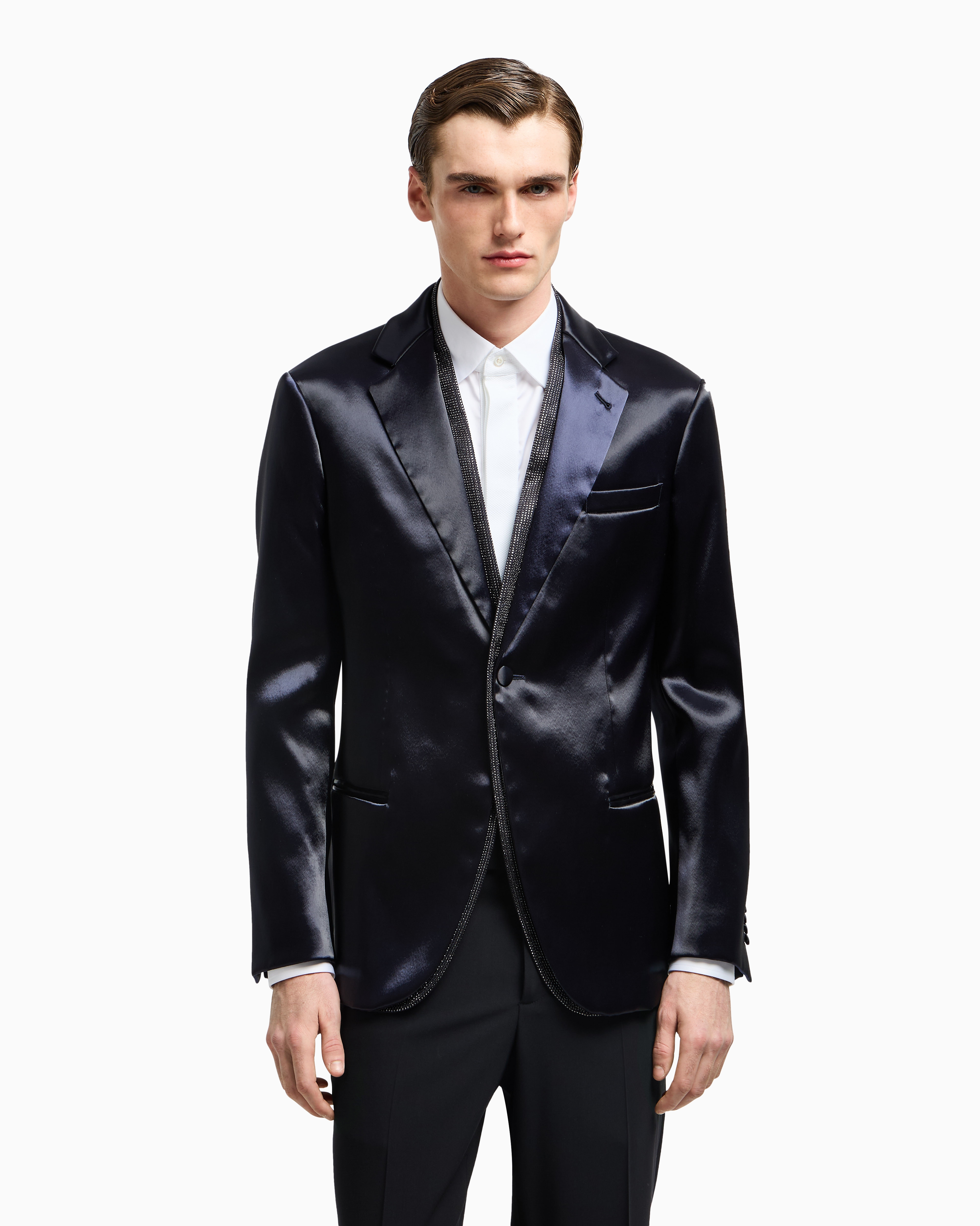 Giorgio Armani Soho Line Silk-blend Rhinestone Tuxedo Jacket