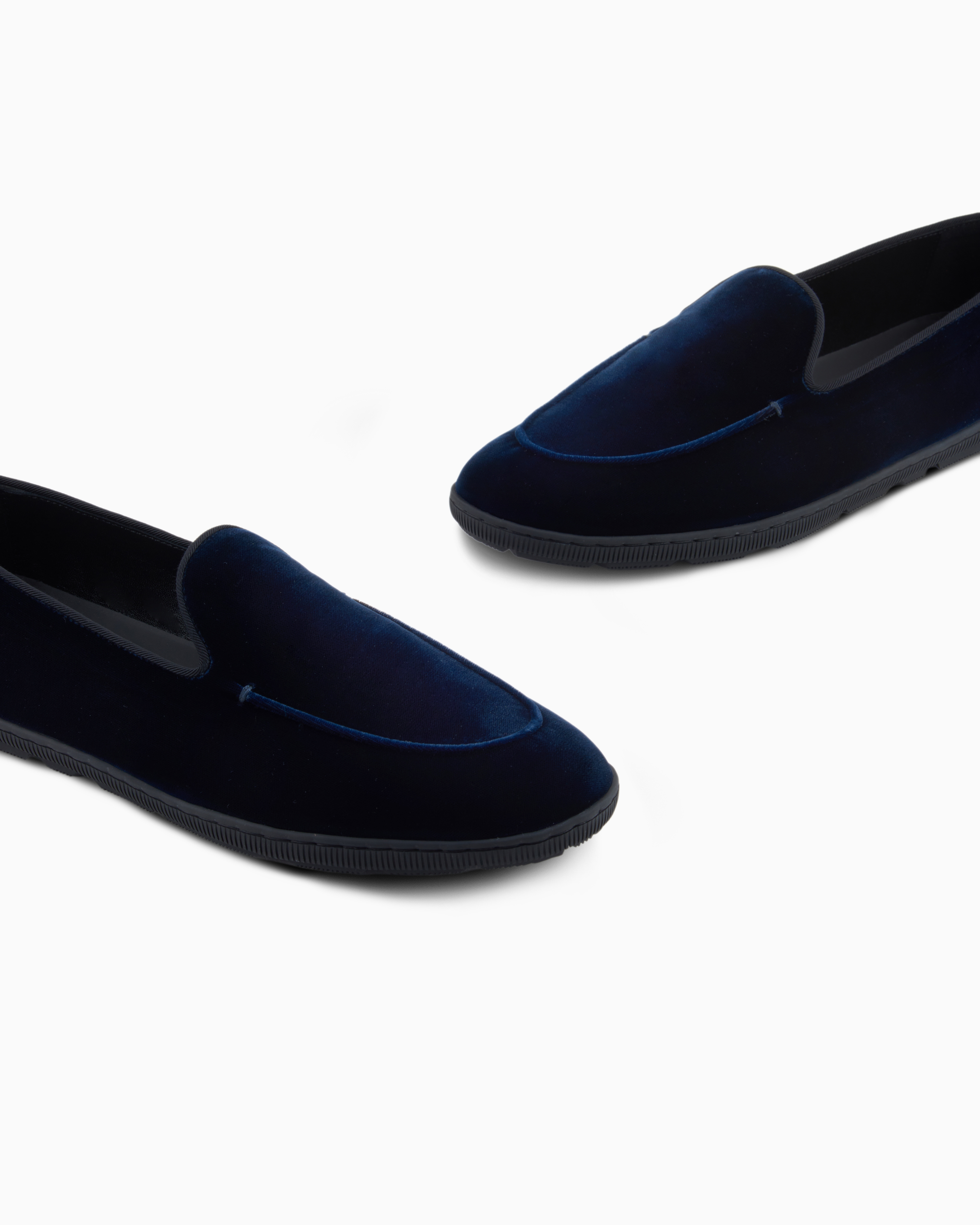Giorgio Armani Velvet Casual Loafers In Blue