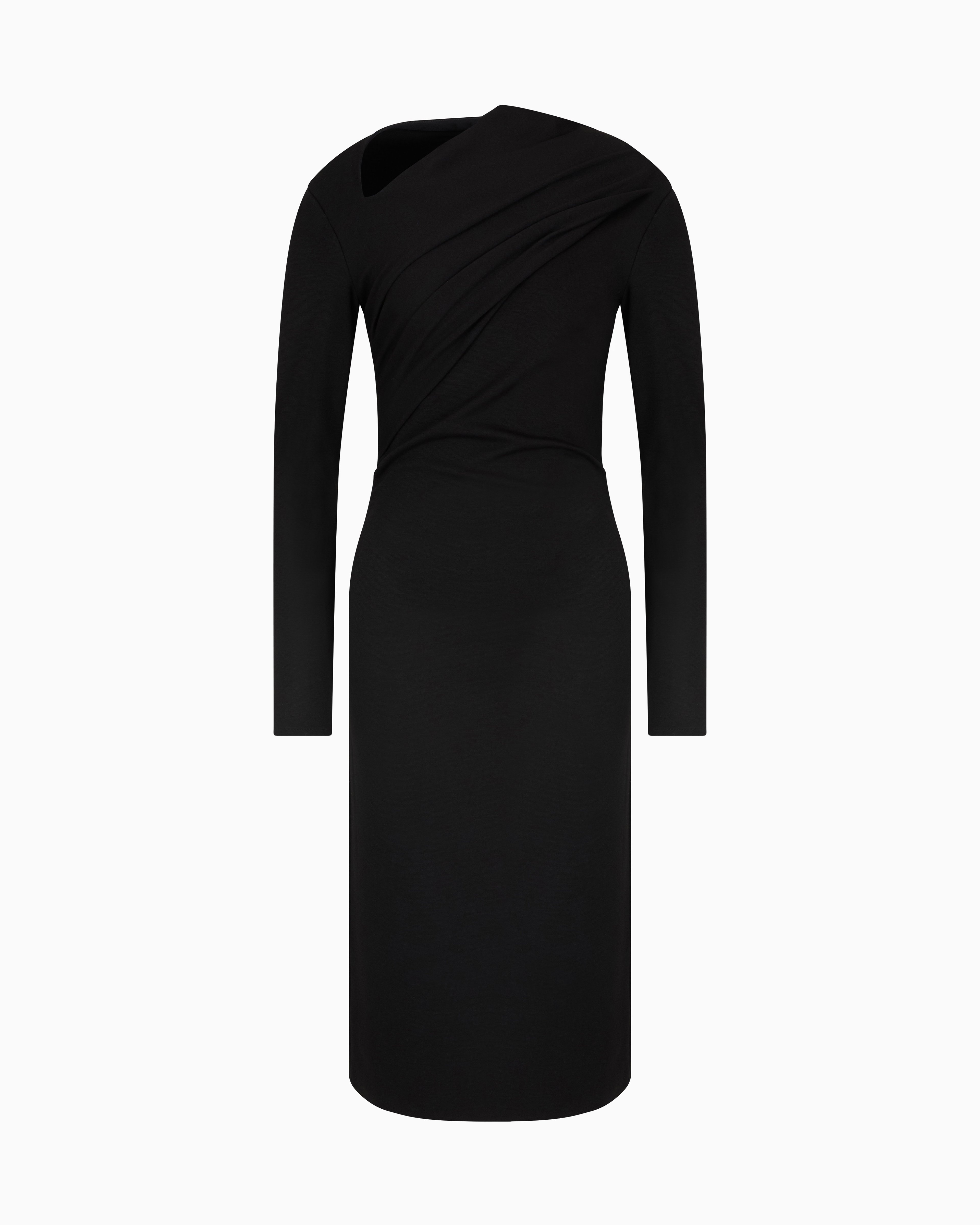 Giorgio Armani Viscose-blend Milano-stitch Midi Dress In Black