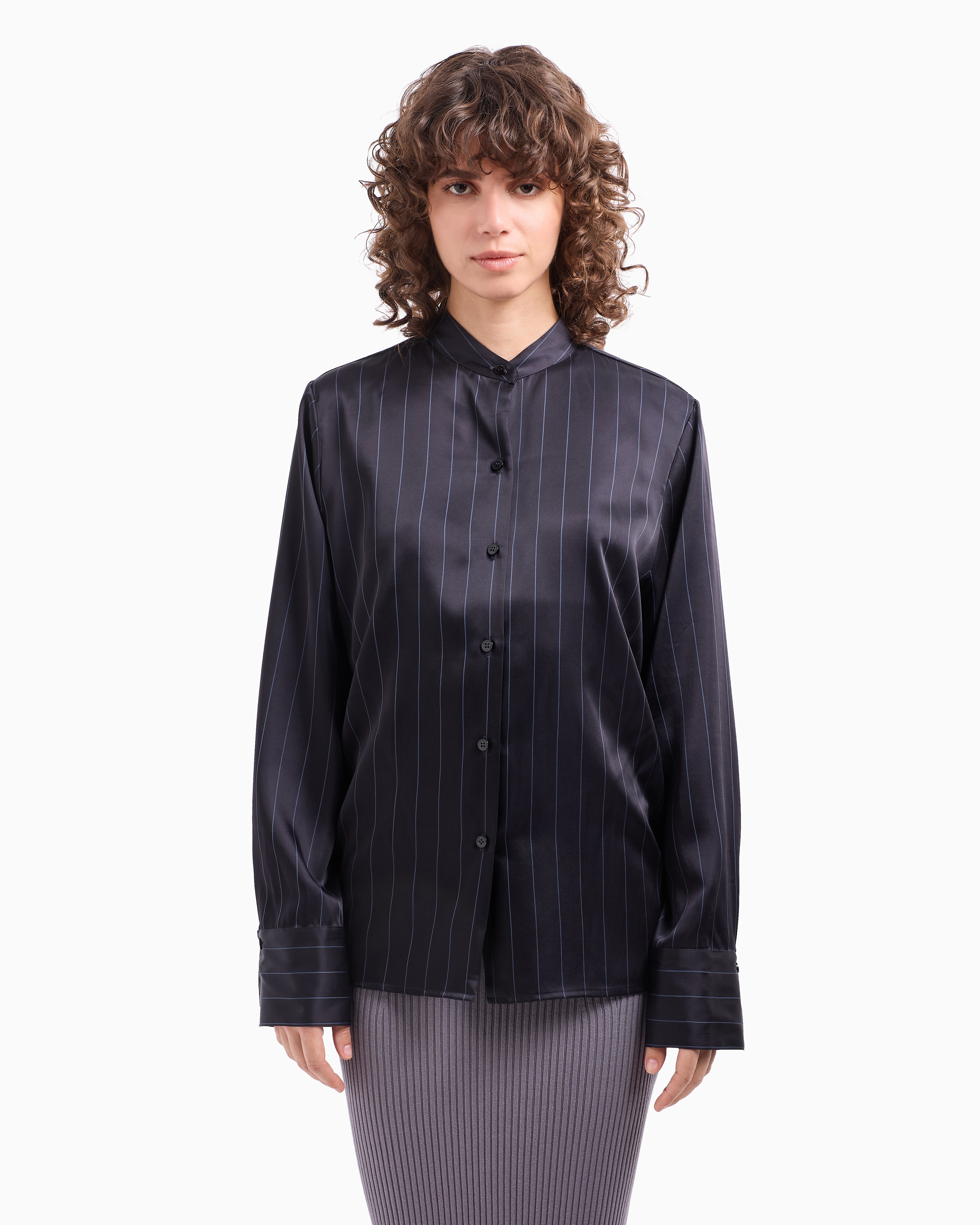 Emporio Armani Dawn To Dusk Pinstriped Acetate-blend Shirt