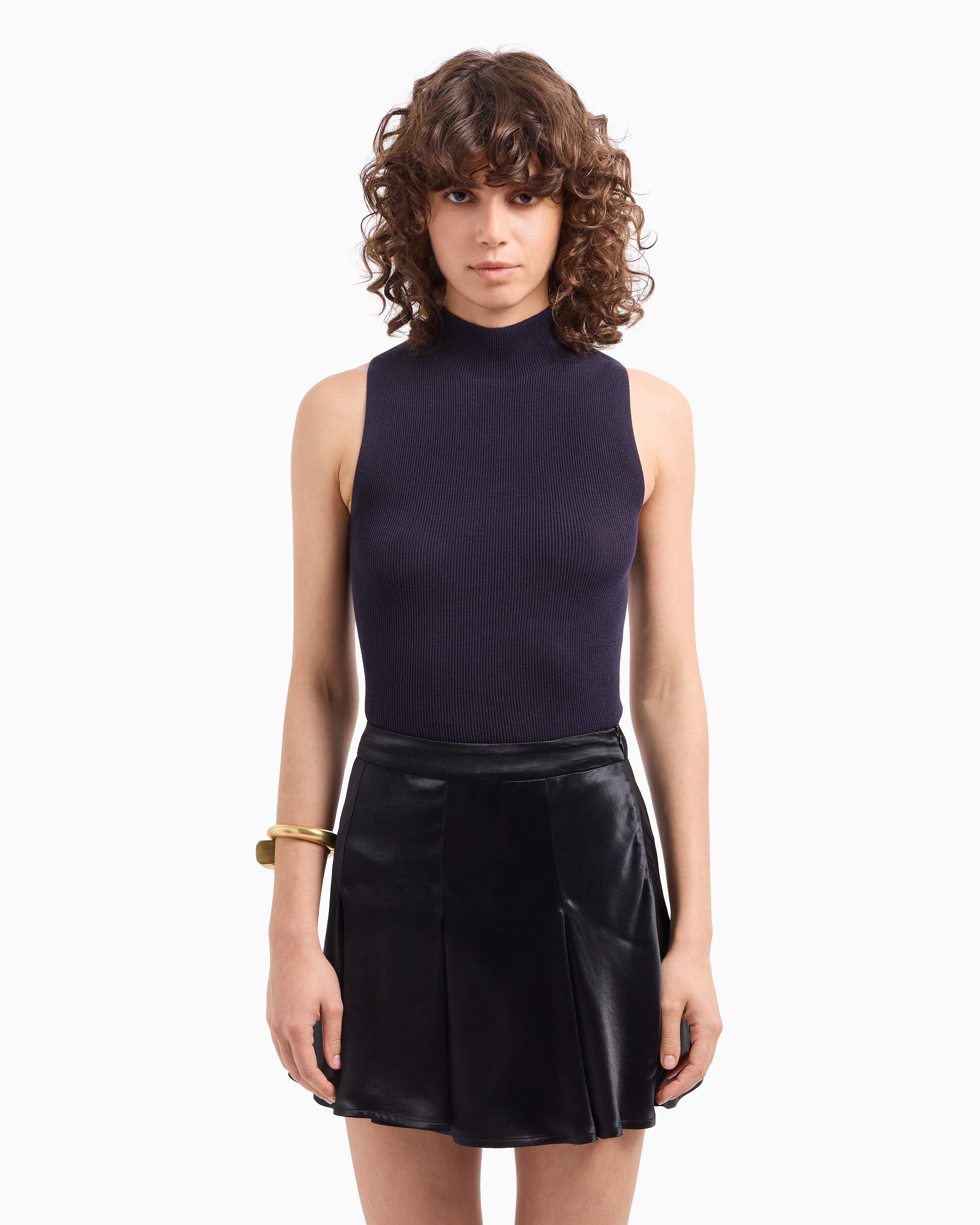 Emporio Armani Dawn To Dusk Rib-knit Top In Grey