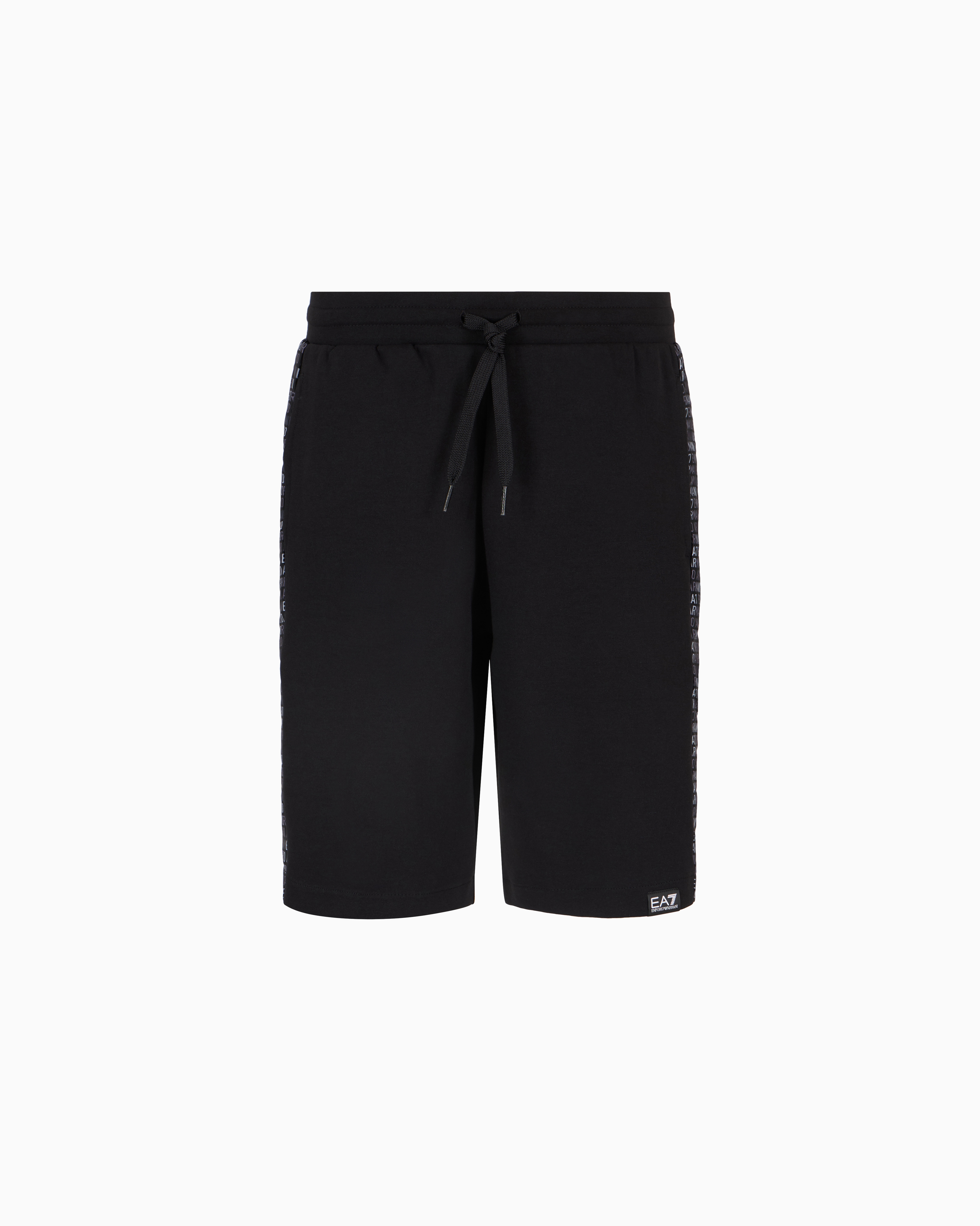 Ea7 Logo Series Cotton-blend Bermuda Shorts In Black