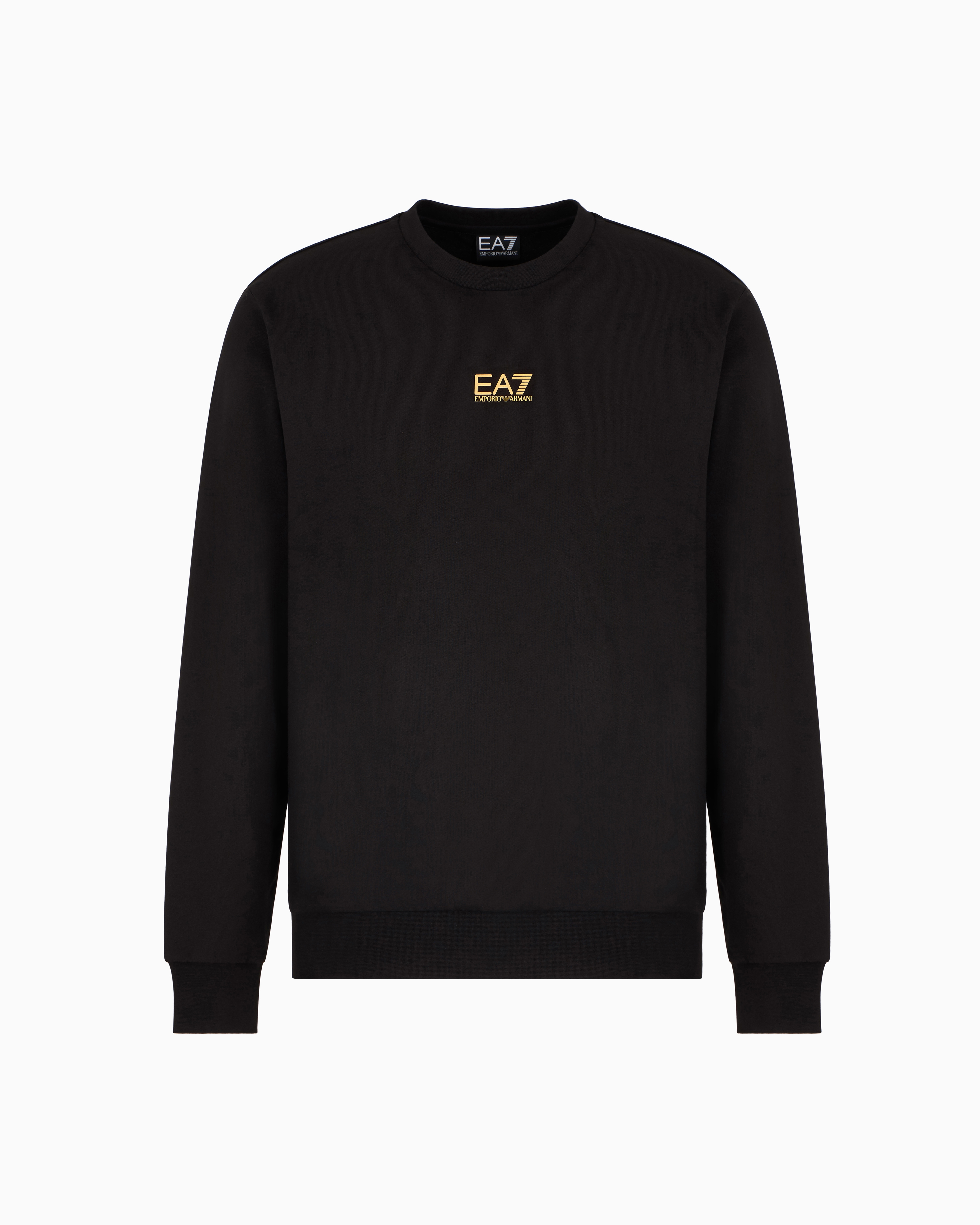 Ea7 Core Identity Cotton Crew-neck Sweatshirt In Black