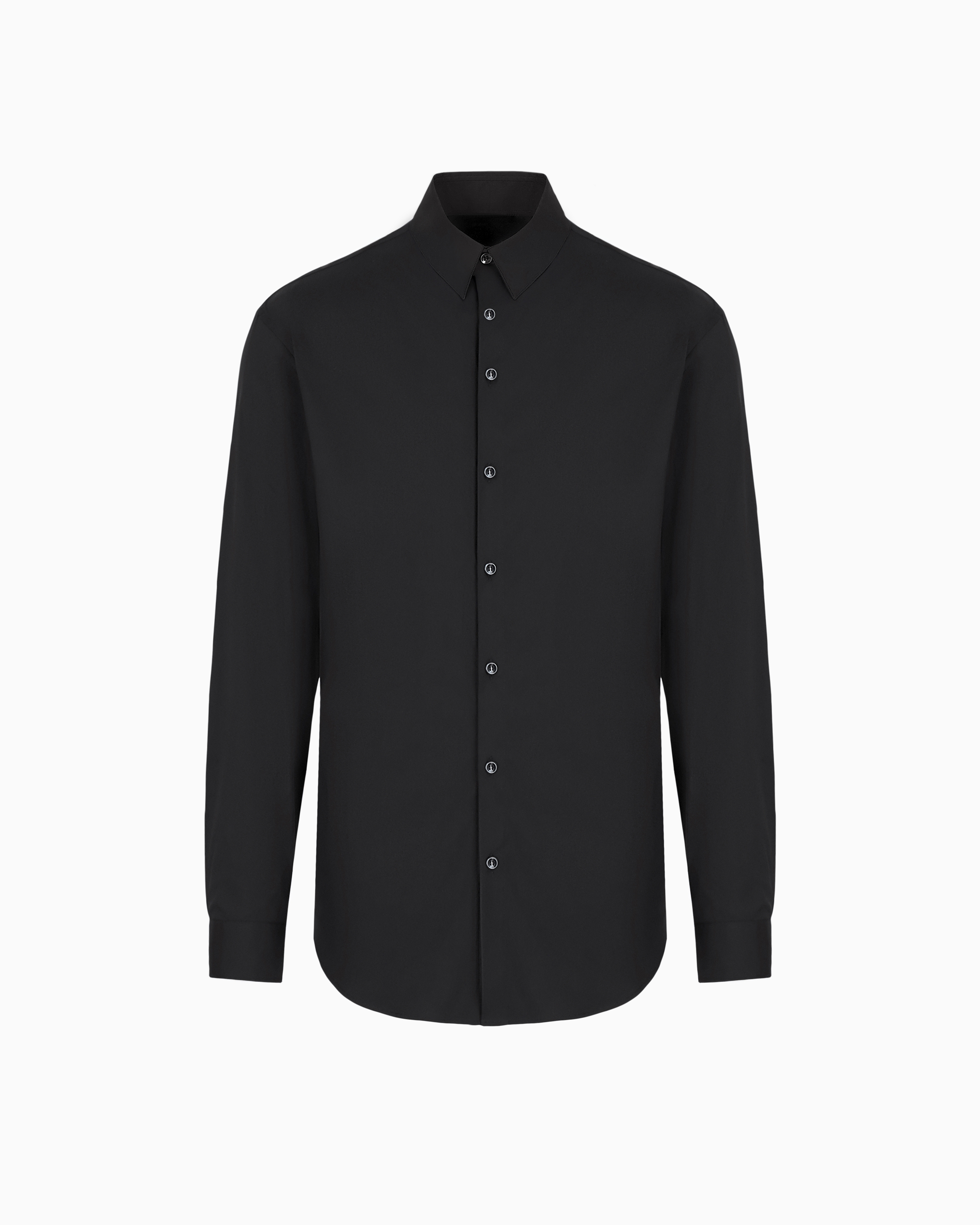 Giorgio Armani Black Stretch Fabric Shirt With Collar Stays Size 40