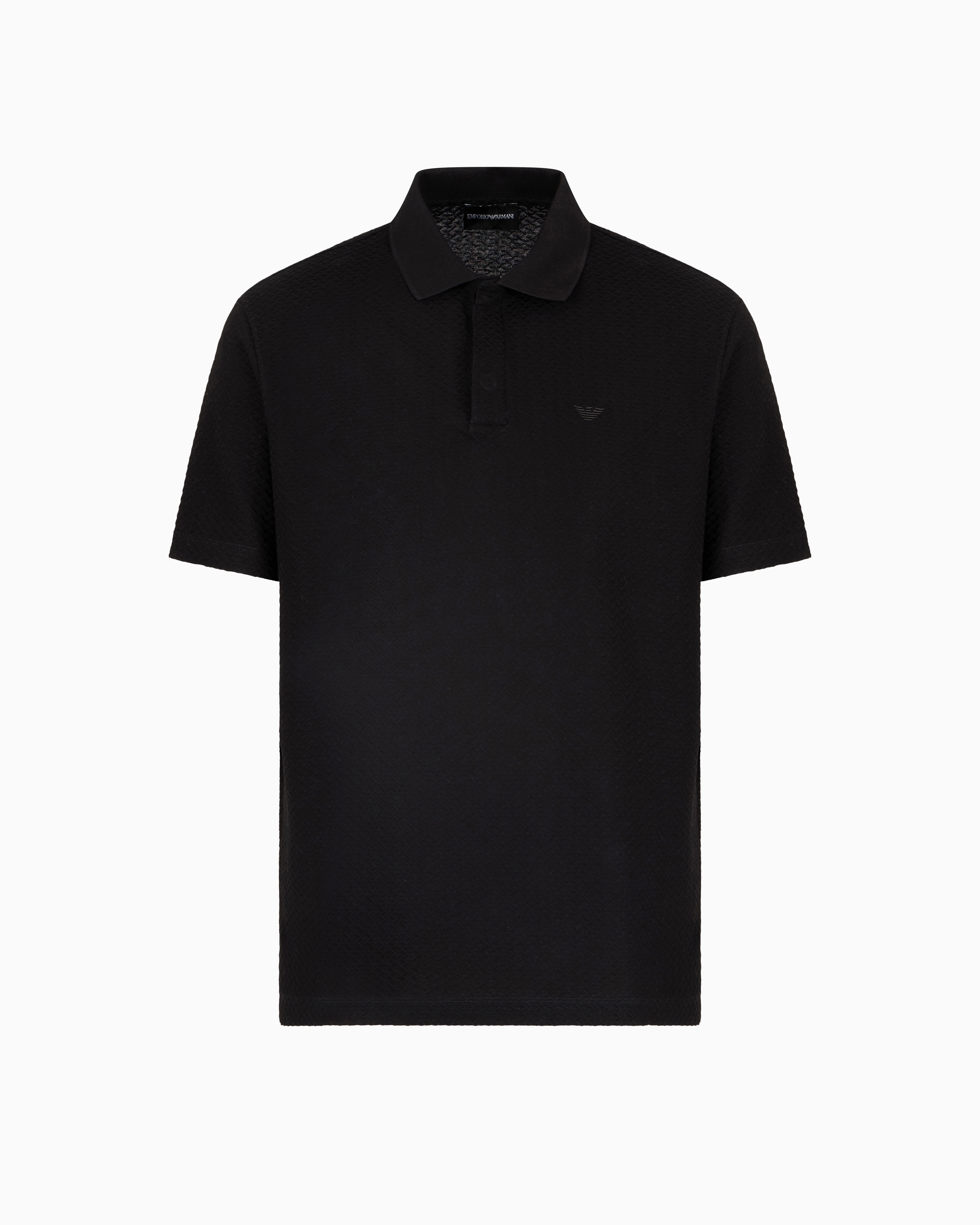 3D-effect embossed jacquard jersey polo shirt | Emporio Armani