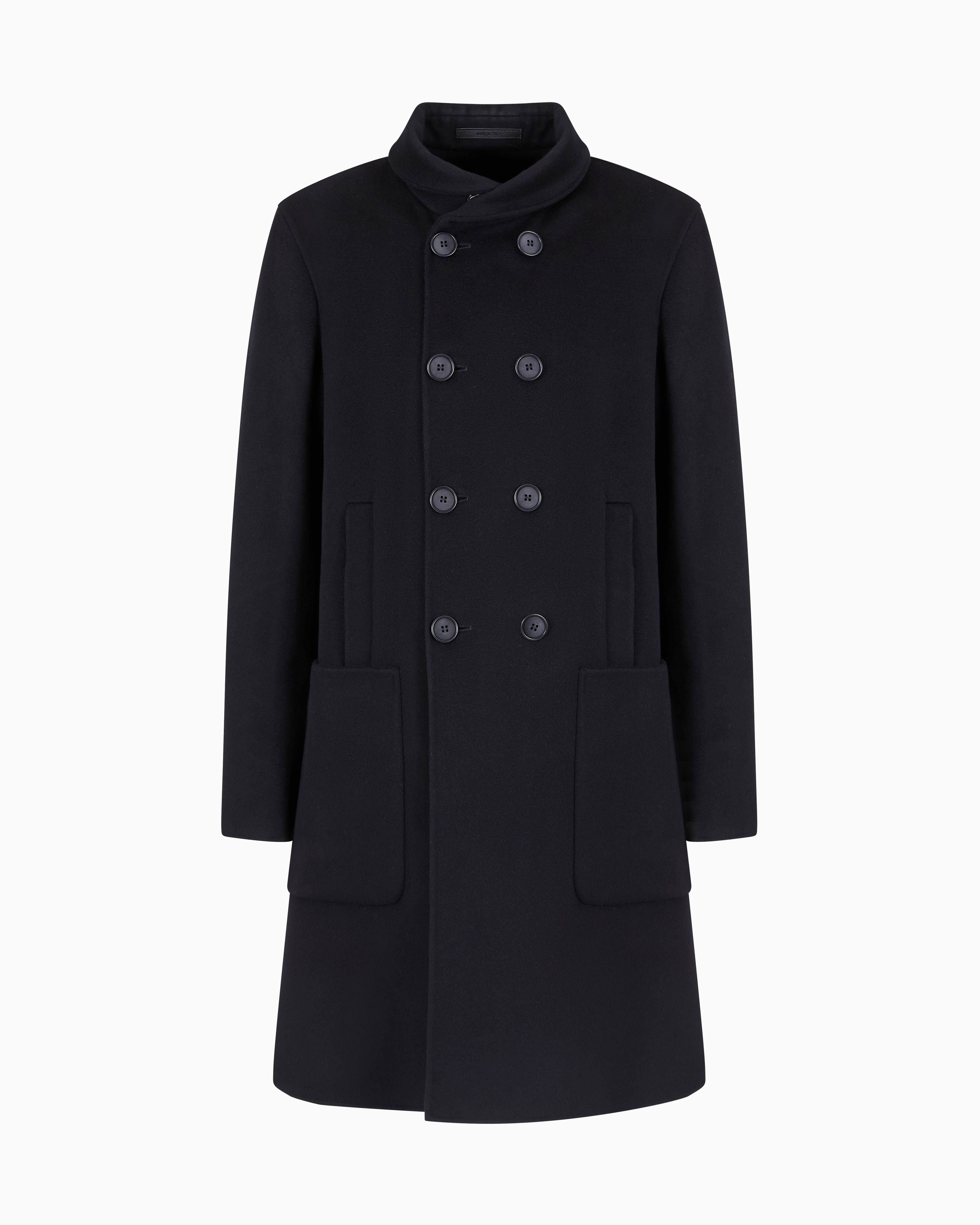 Giorgio Armani Navy Blue Icon Double-Breasted Coat In Double Cashmere 52_R
