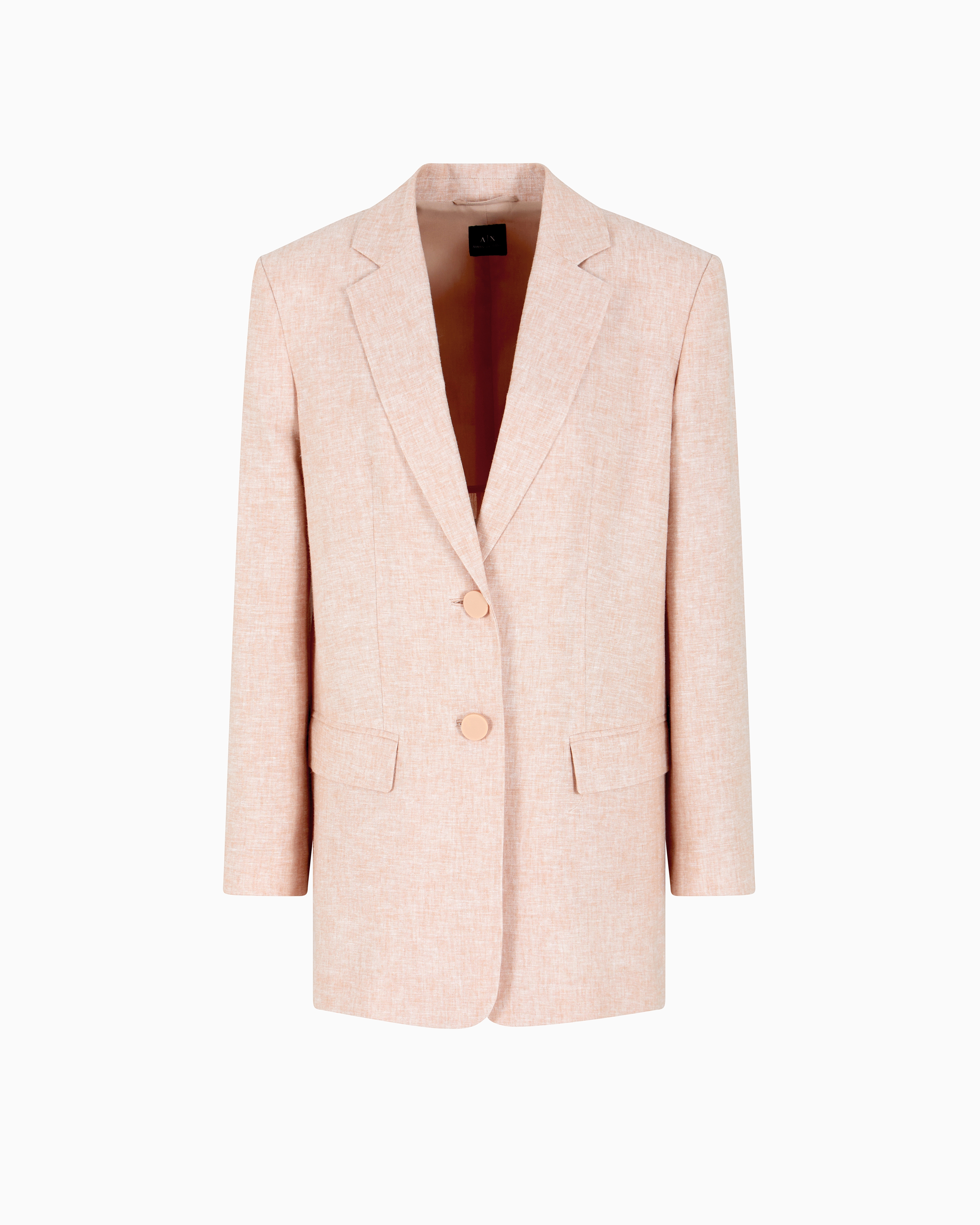 Armani Exchange Single-breasted Linen And Cotton Jacket In Pink