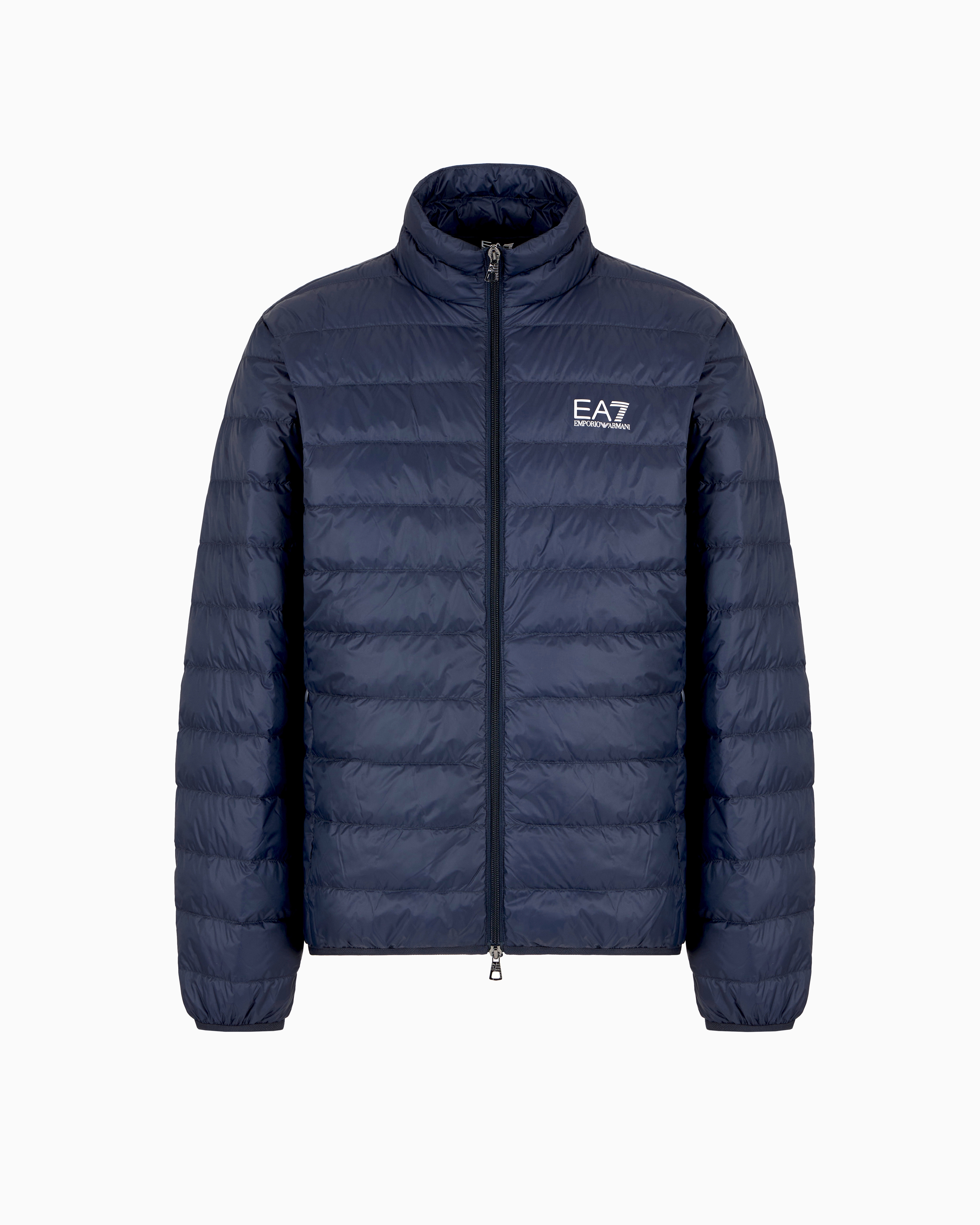 Ea7 Core Identity Packable Down Jacket In Blue