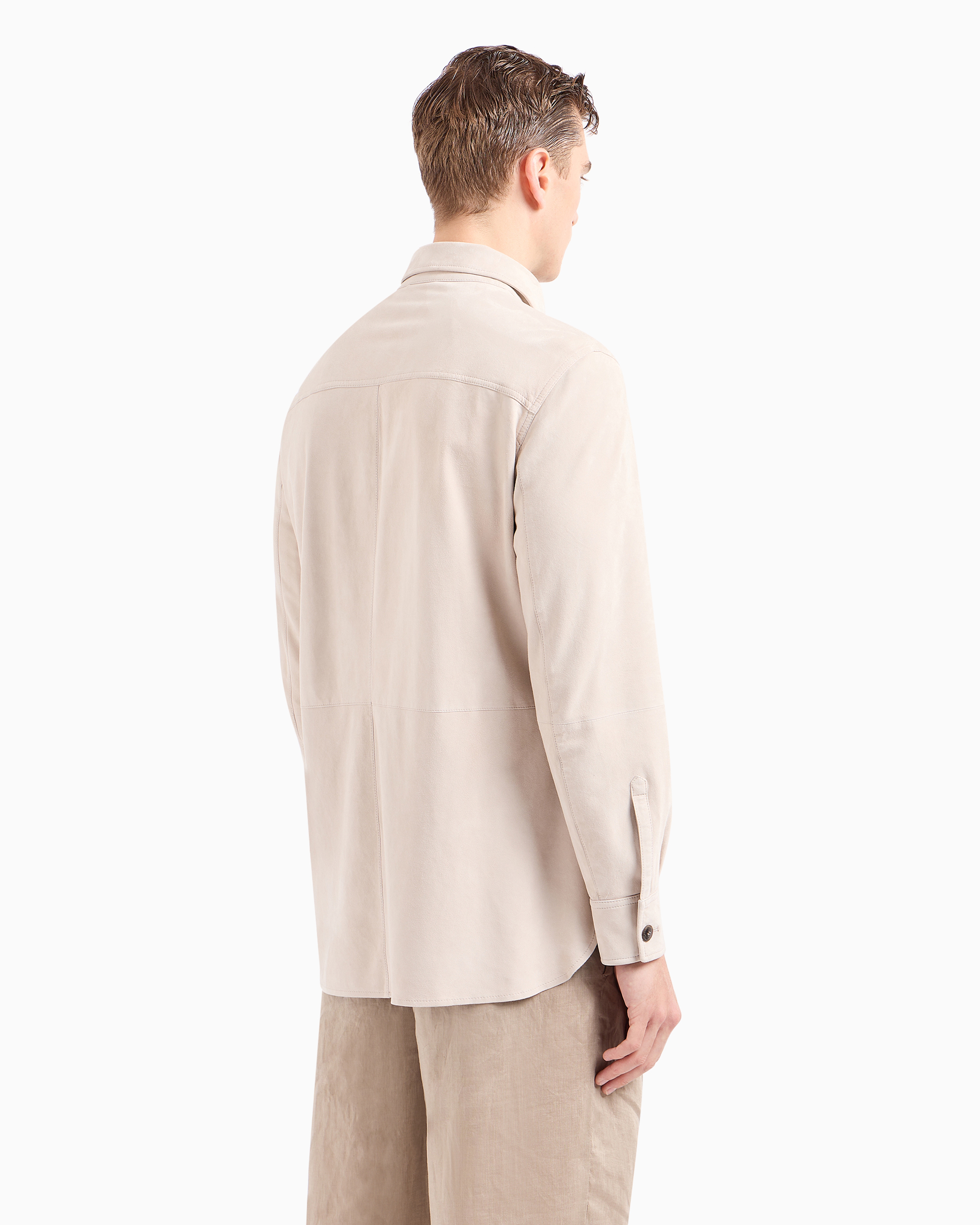 Giorgio Armani Suede-lambskin, Single-breasted Jacket In Neutral