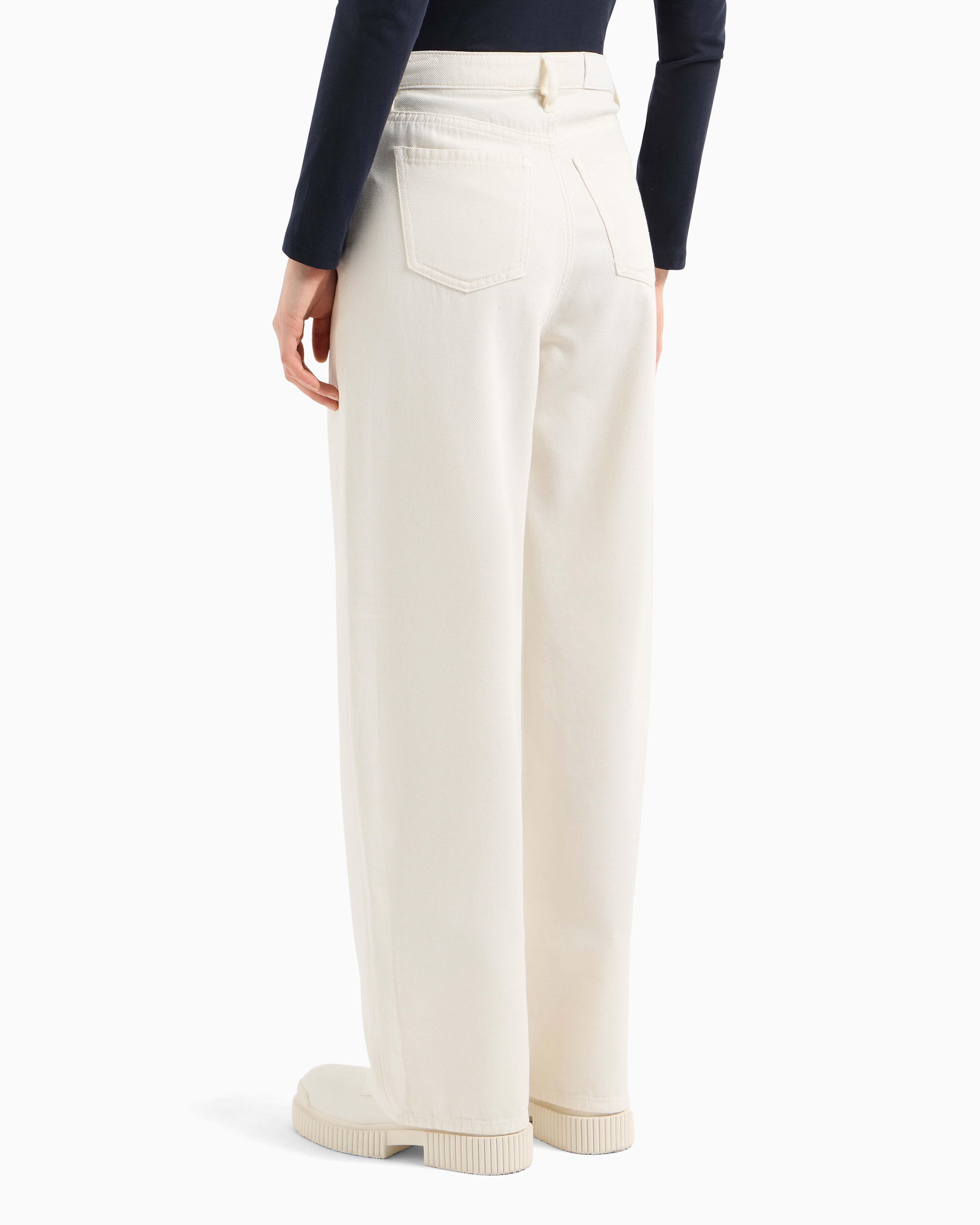 Armani Exchange - ASV Cotton and Lyocell Dye Denim Relaxed Fit Jeans, Woman, White, Size: