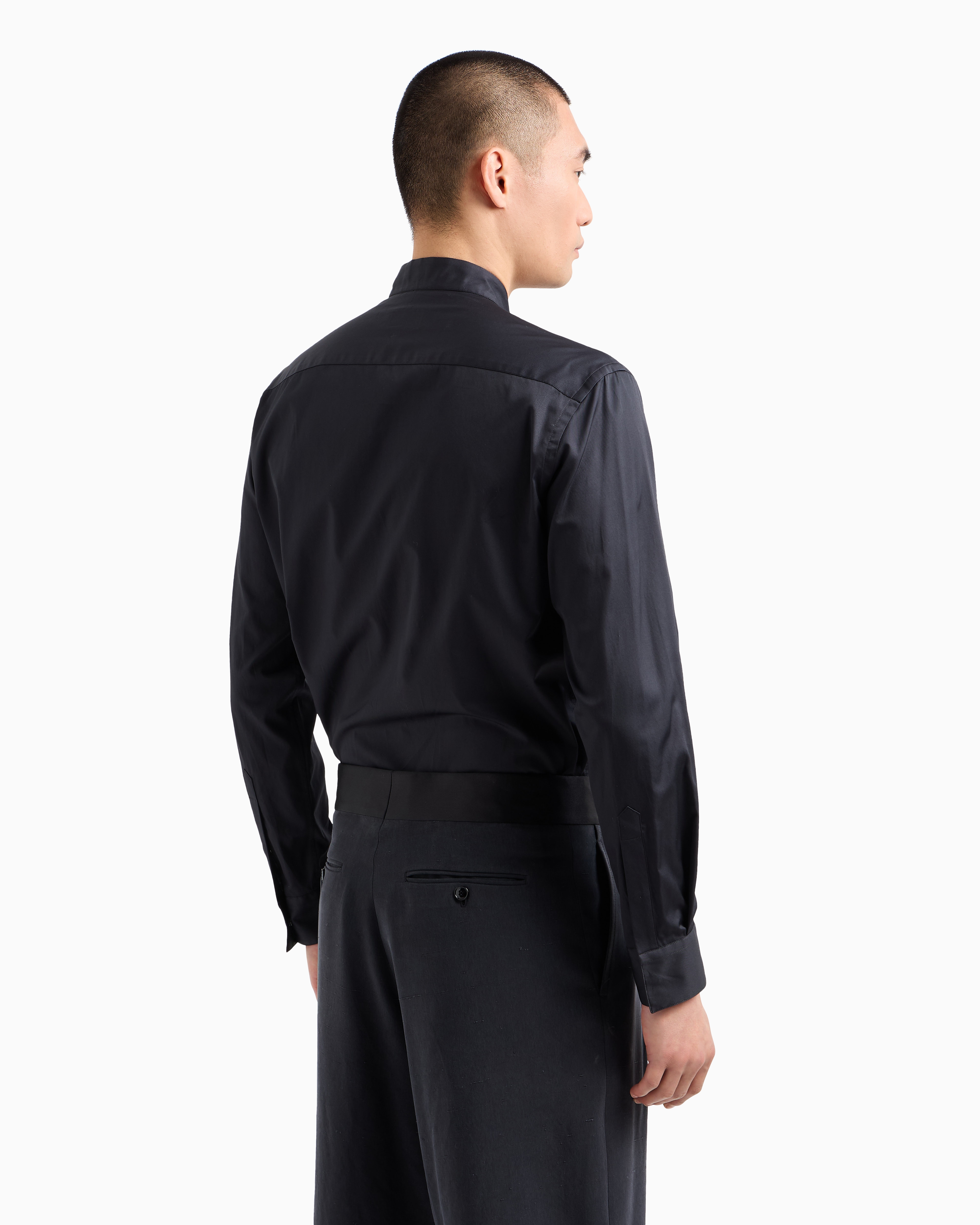 Giorgio Armani Regular-fit Shirt In Luxury Cotton Twill In Black
