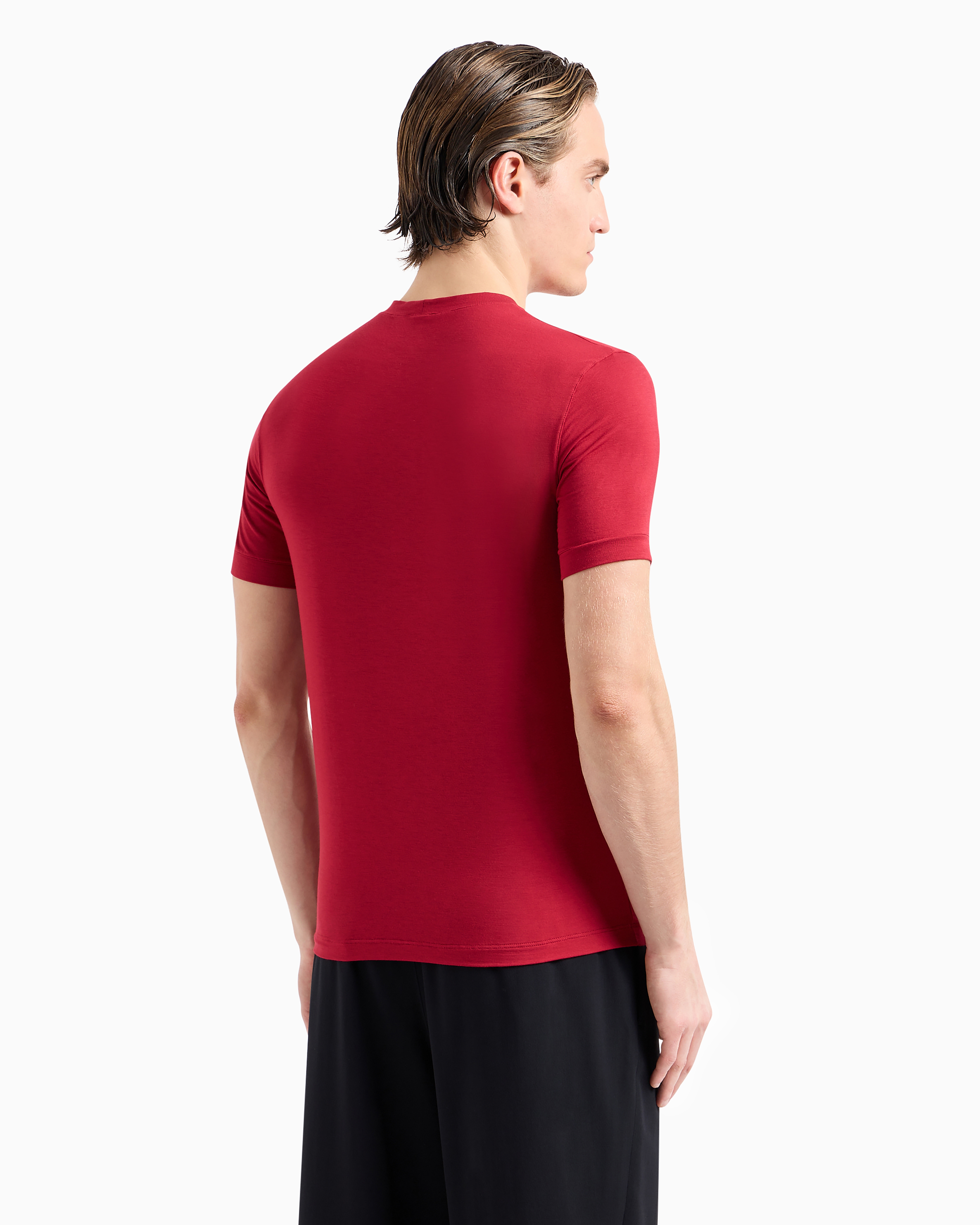 【関税&送料込】Giorgio Armani Stretch Eco-Viscose T-Sirt Shiny cotton crew-neck T-shirt | EA7
