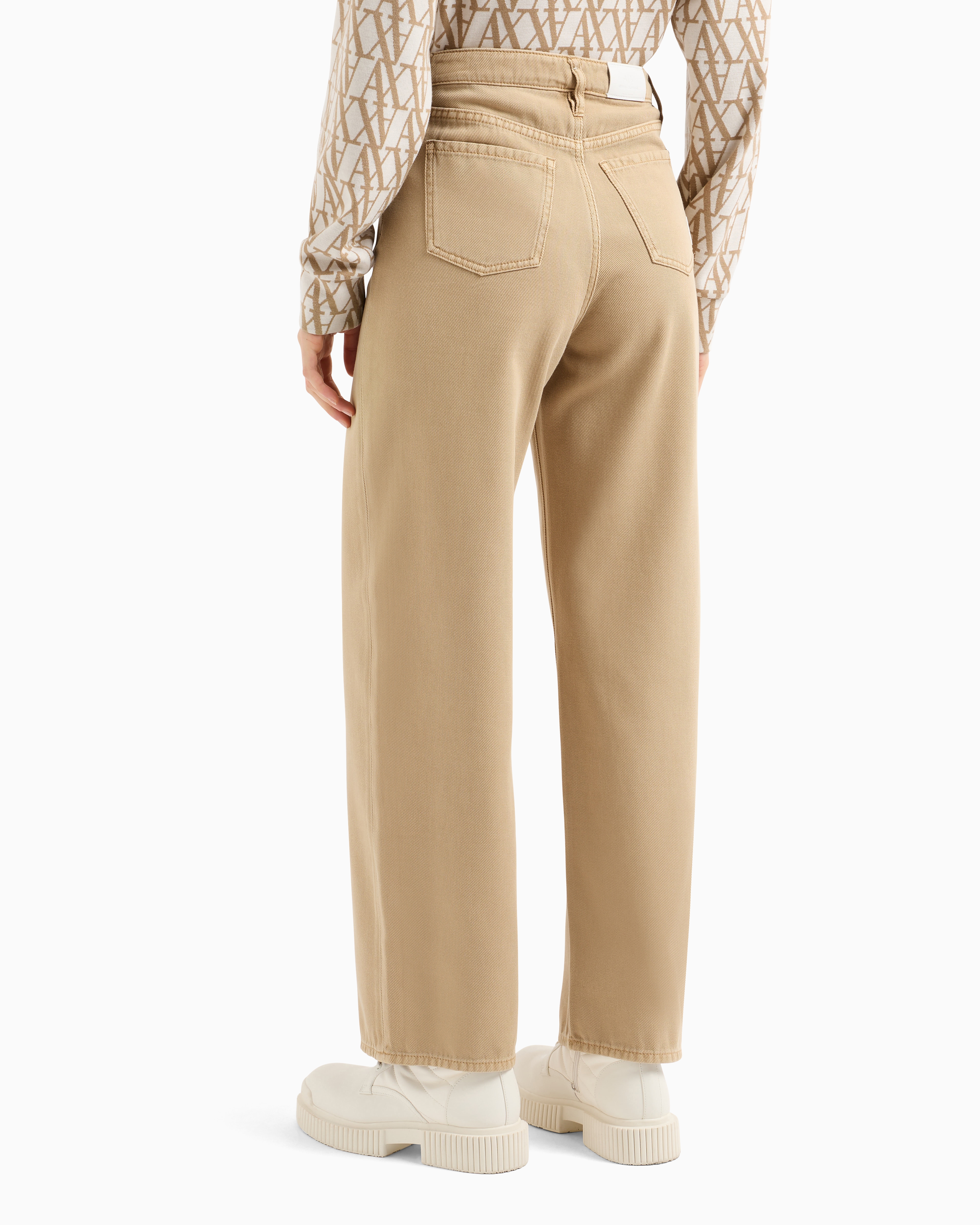 Armani Exchange - ASV Cotton and Lyocell Dye Denim Relaxed Fit Jeans, Woman, Camel, Size: