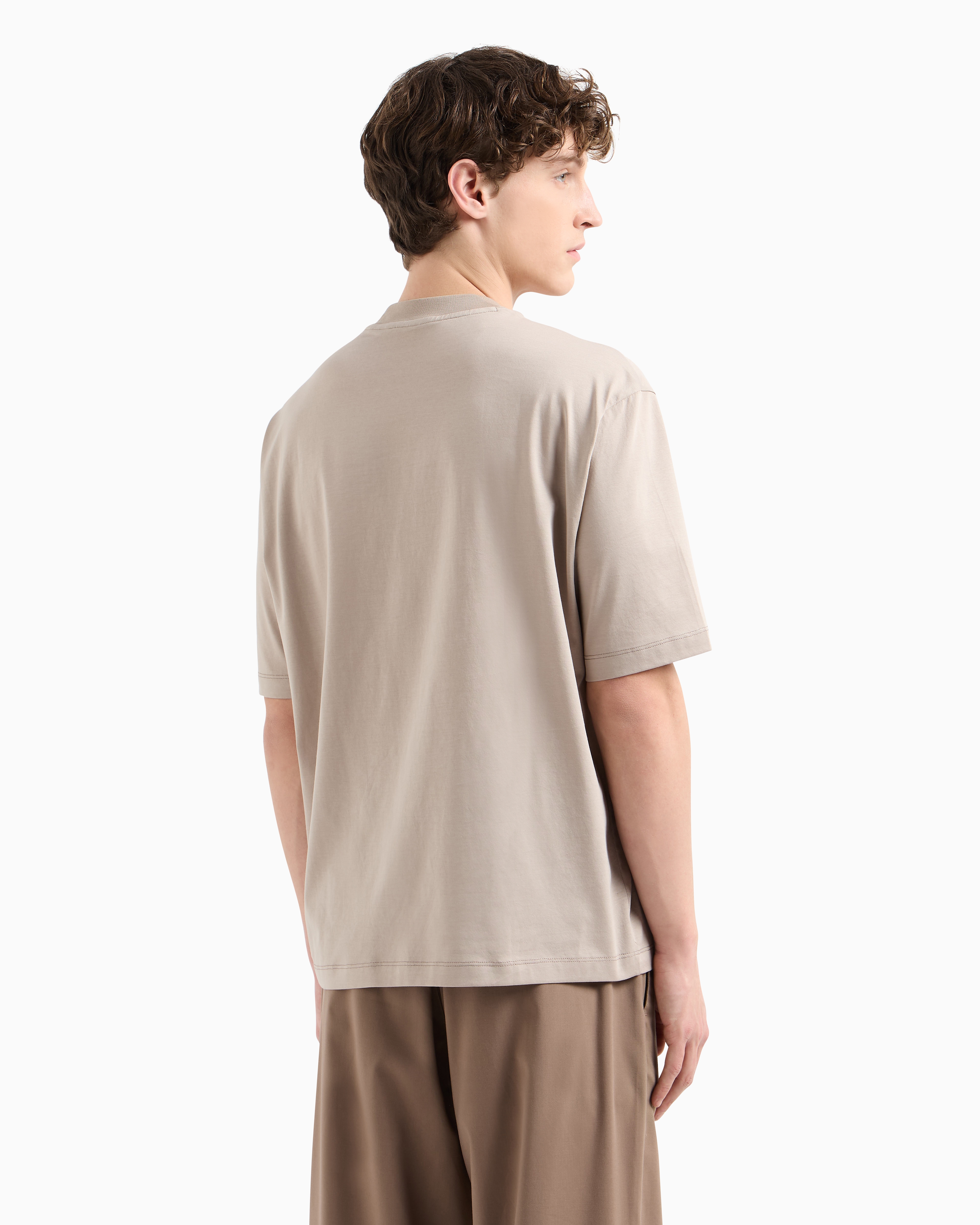 Armani Exchange - Regular fit mercerised cotton T-shirt, Man, Beige, Size: