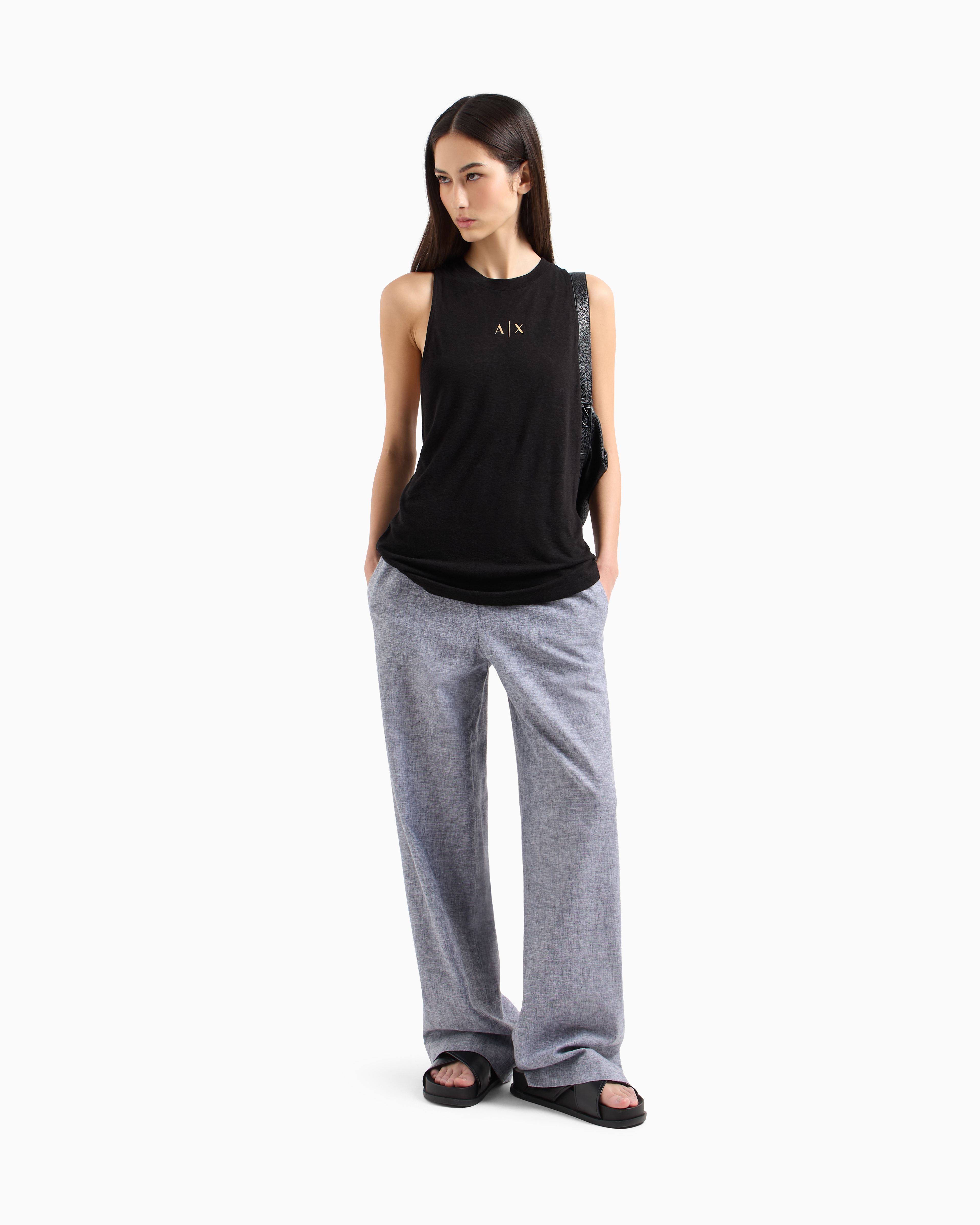 Armani Exchange Elastic Waist Casual Pants In Blue